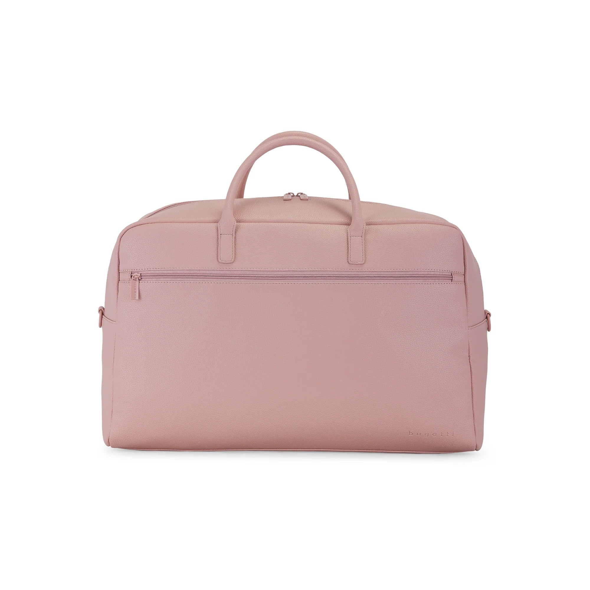 Pink duffel bag on a white background