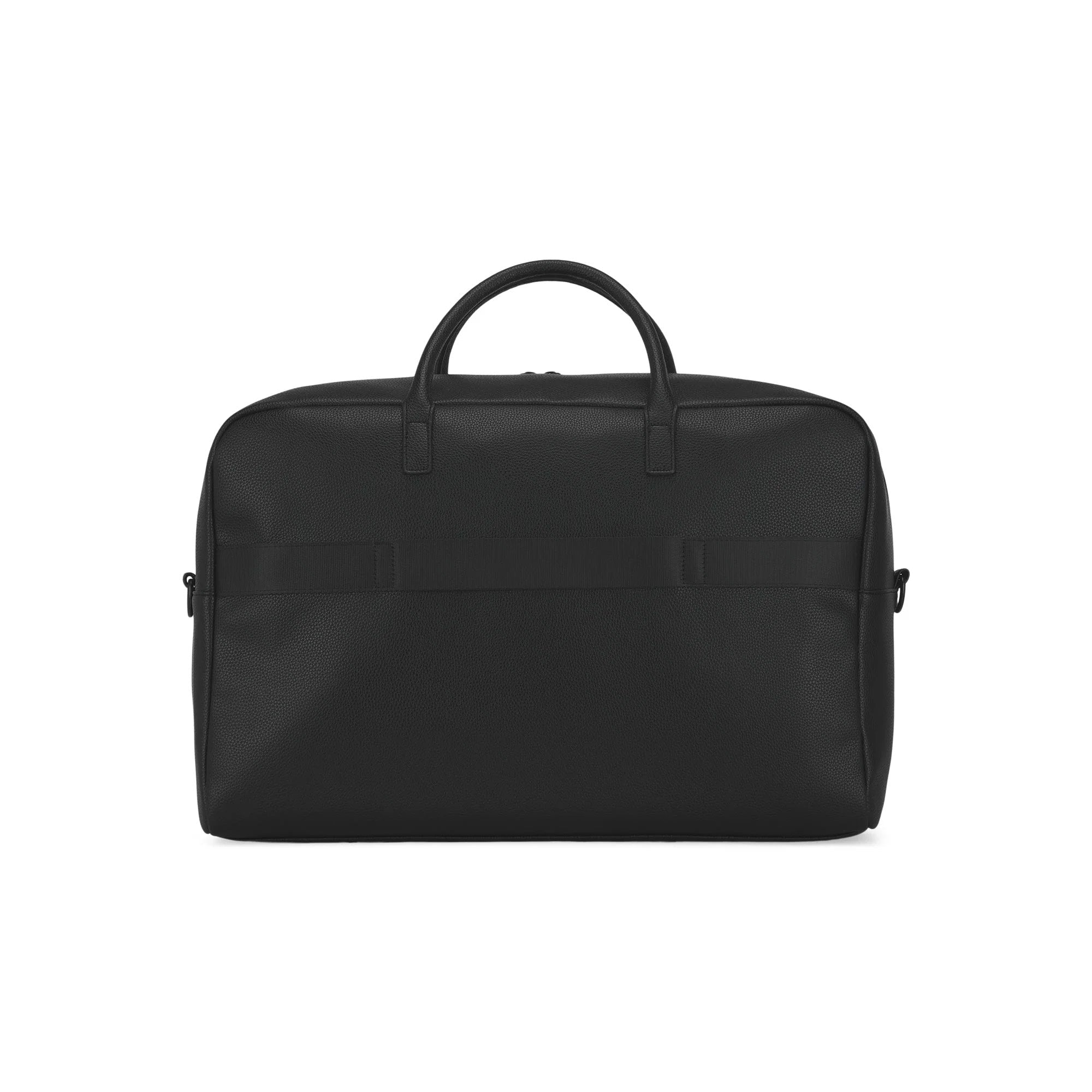 Black leather briefcase on a white background