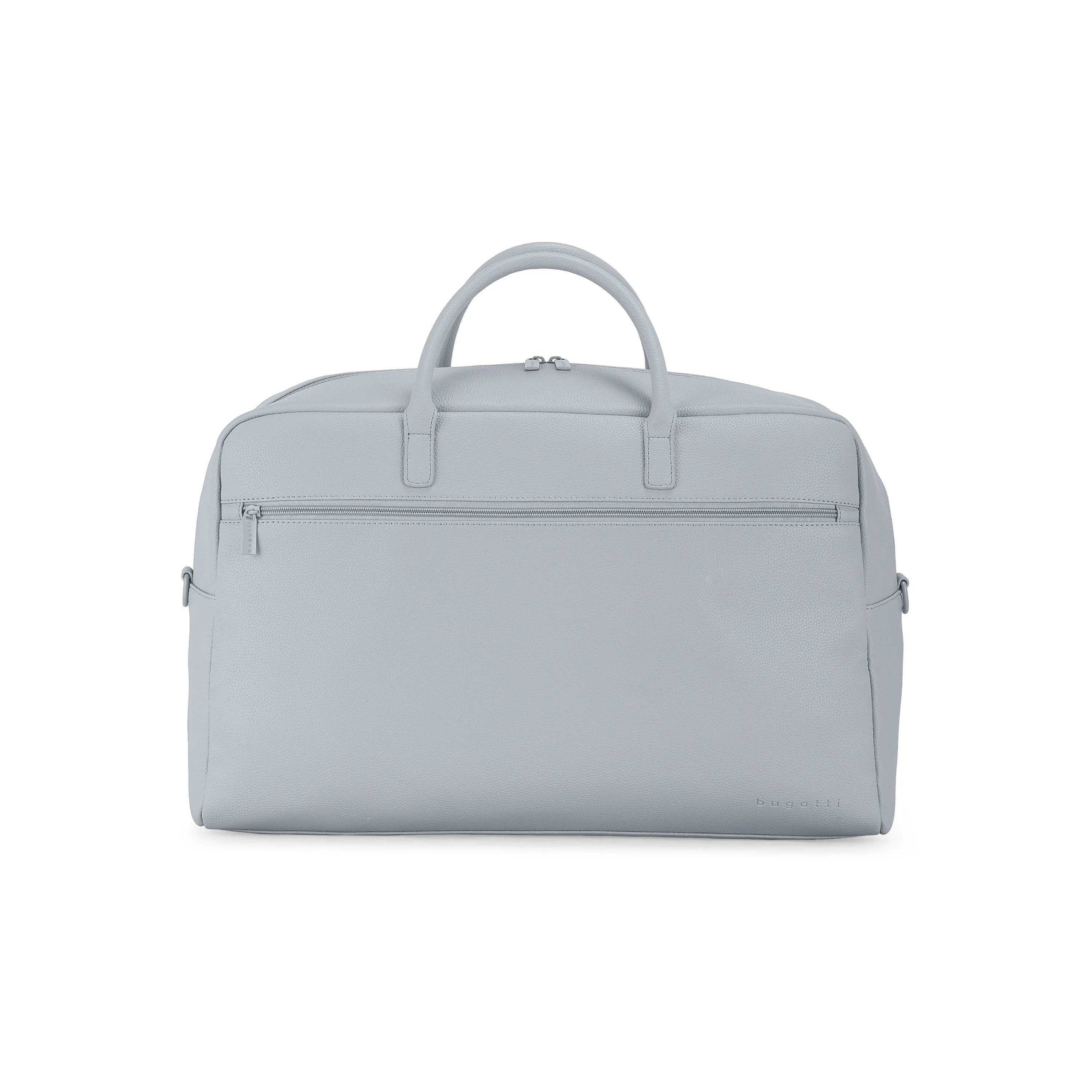 Light gray duffel bag on a white background
