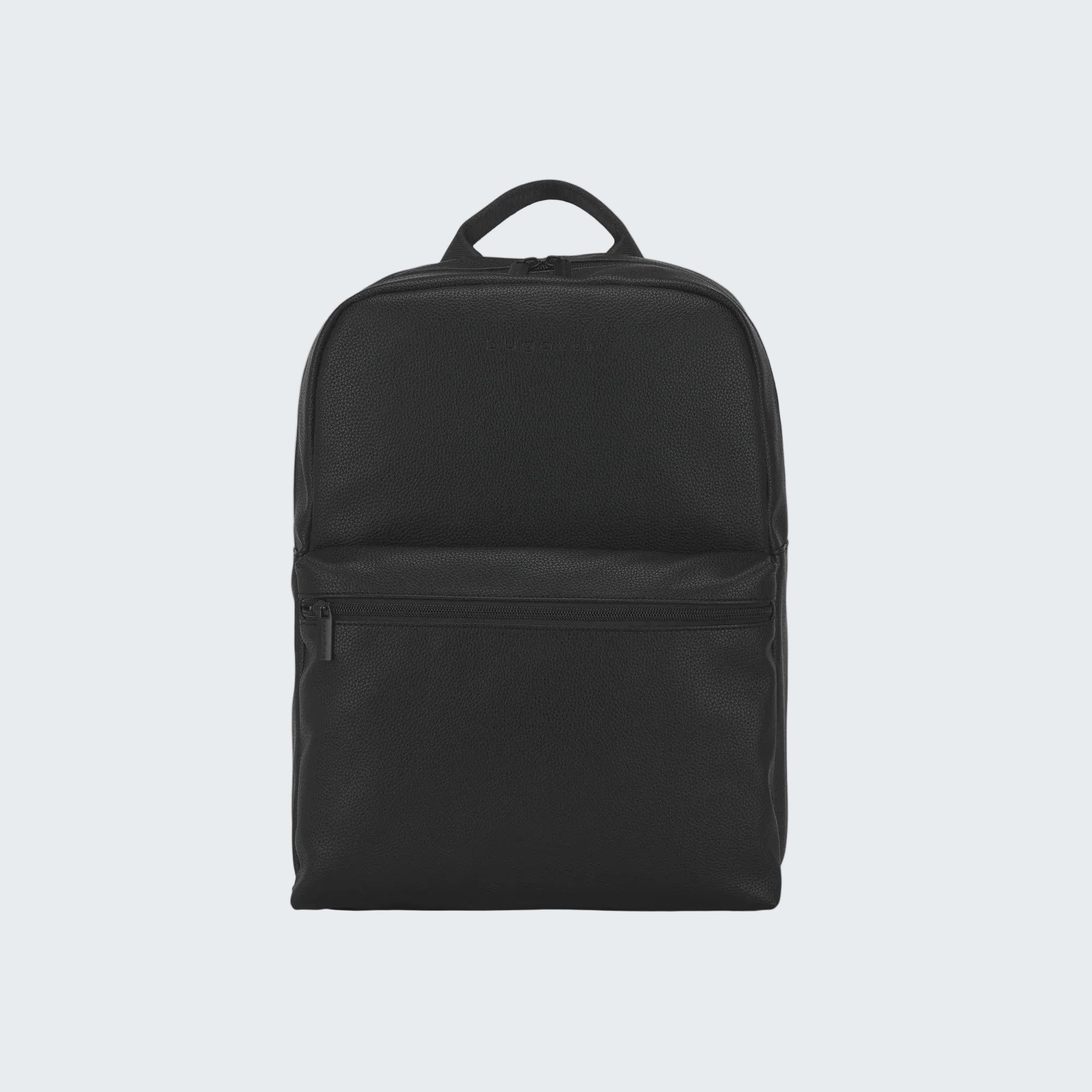 Black backpack on a white background