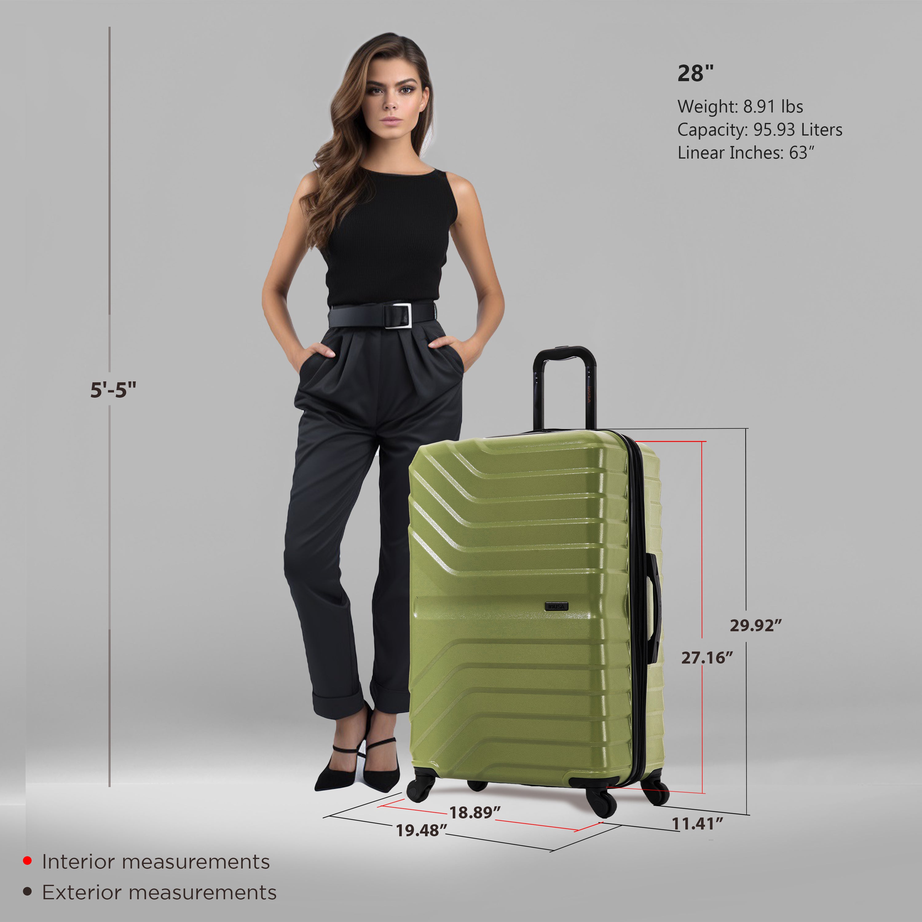 InUSA Luggage Aurum Large 28" Spinner Suitcase