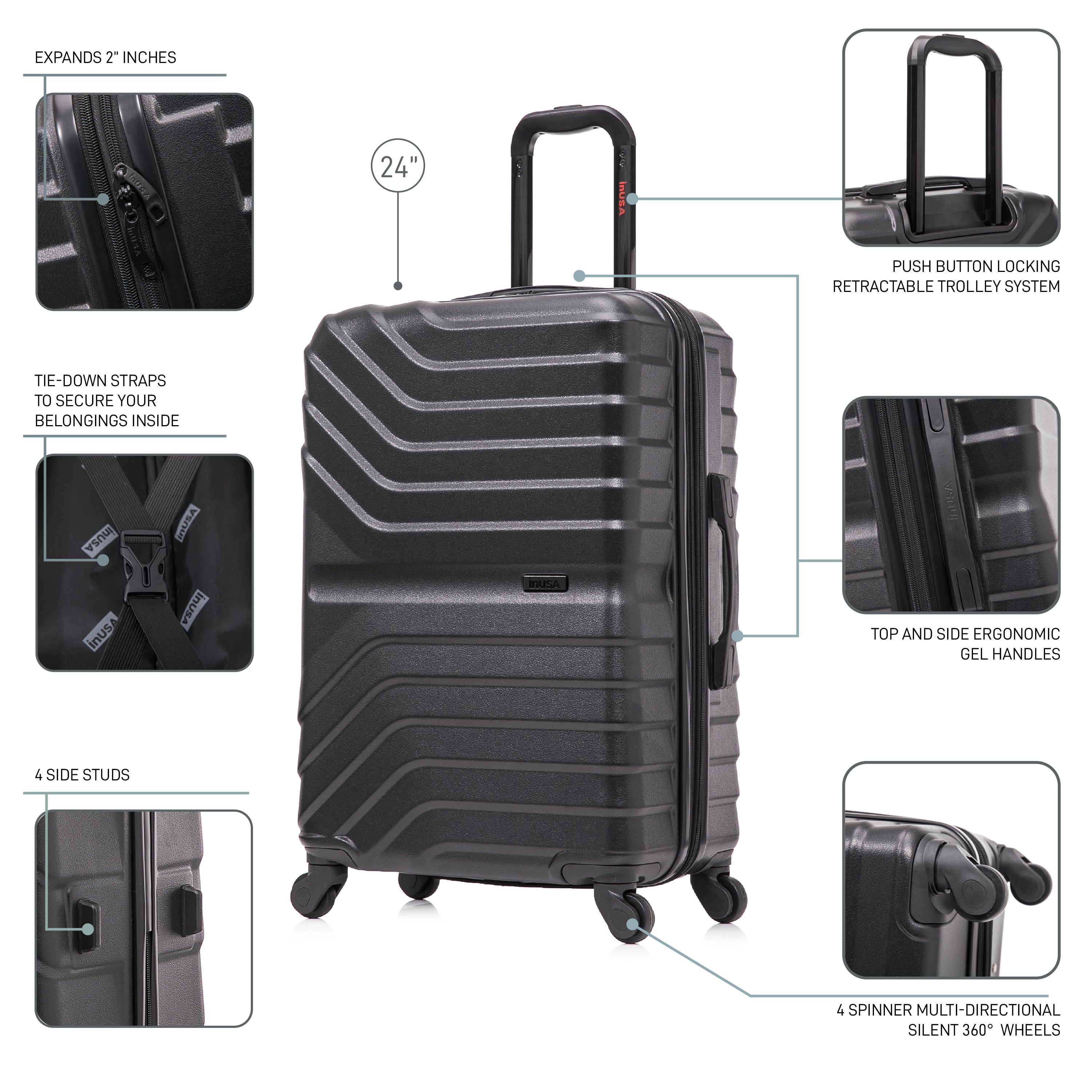 InUSA Luggage Aurum Medium 24" Spinner Suitcase
