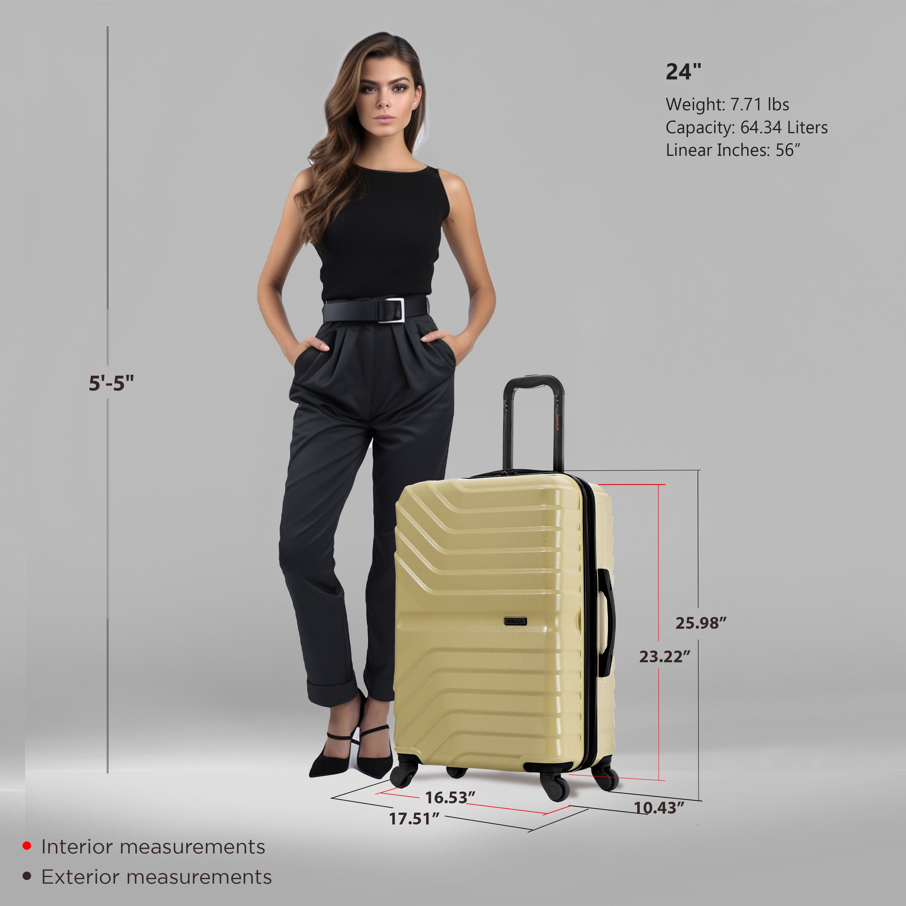 InUSA Luggage Aurum Medium 24" Spinner Suitcase