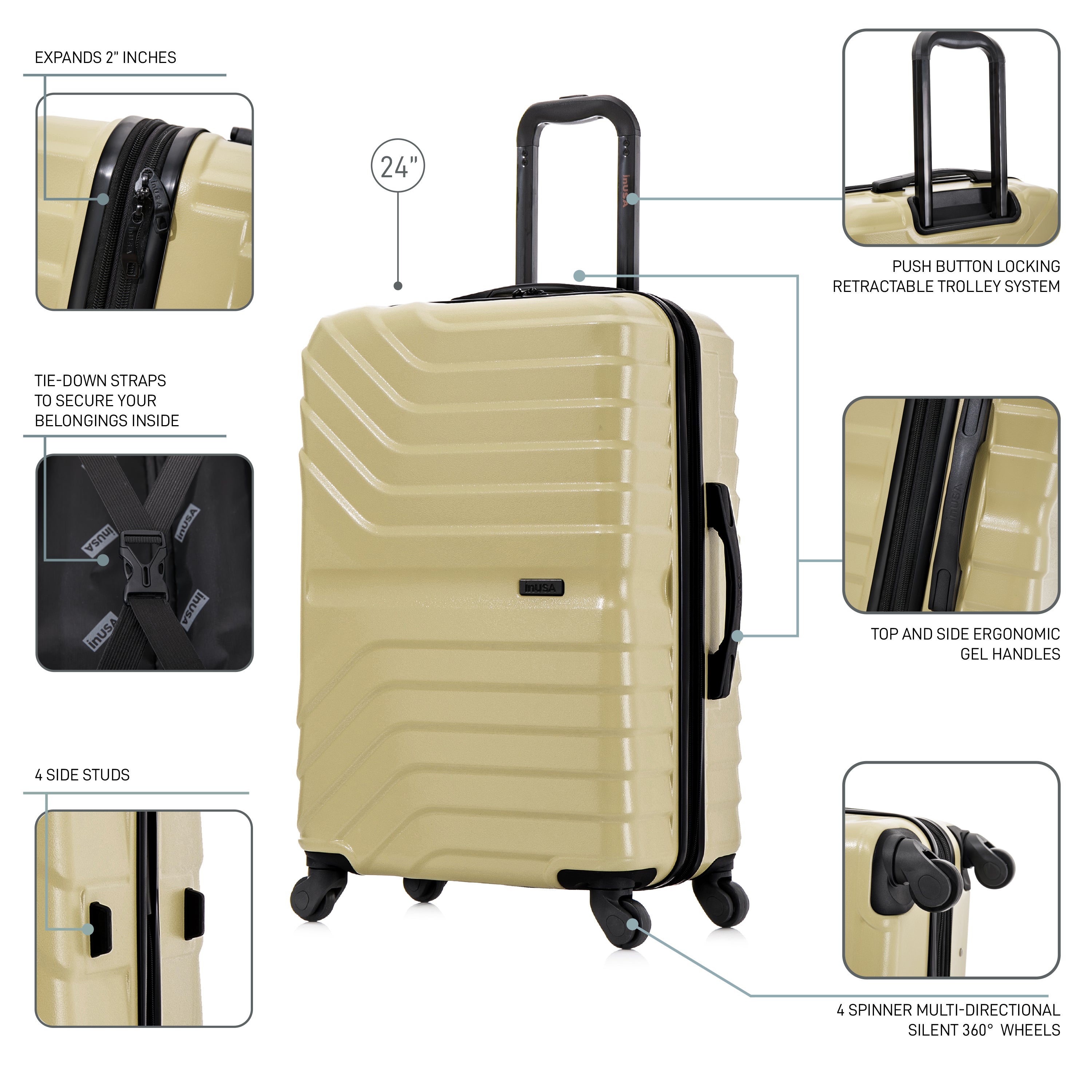 InUSA Luggage Aurum Medium 24" Spinner Suitcase