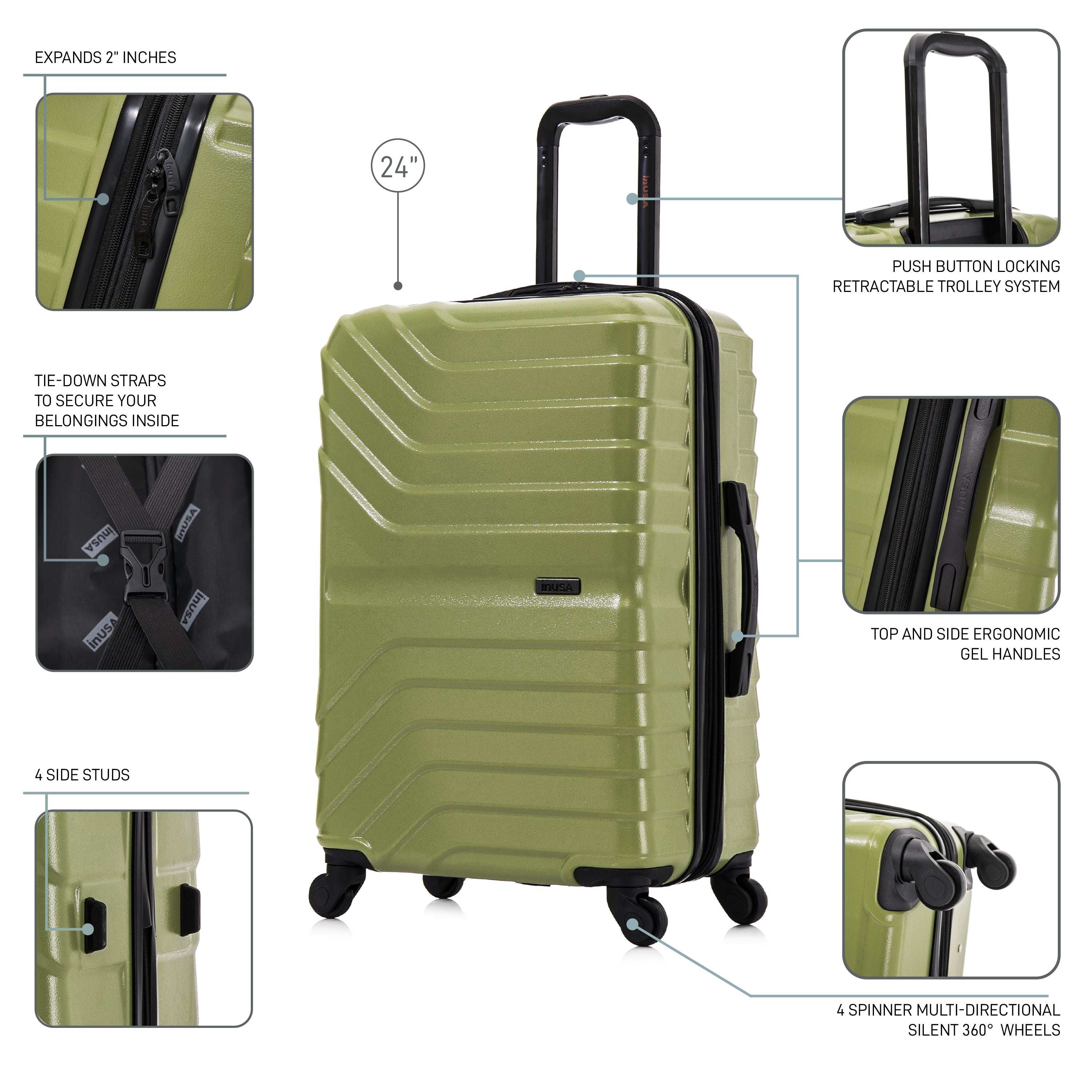 InUSA Luggage Aurum Medium 24" Spinner Suitcase
