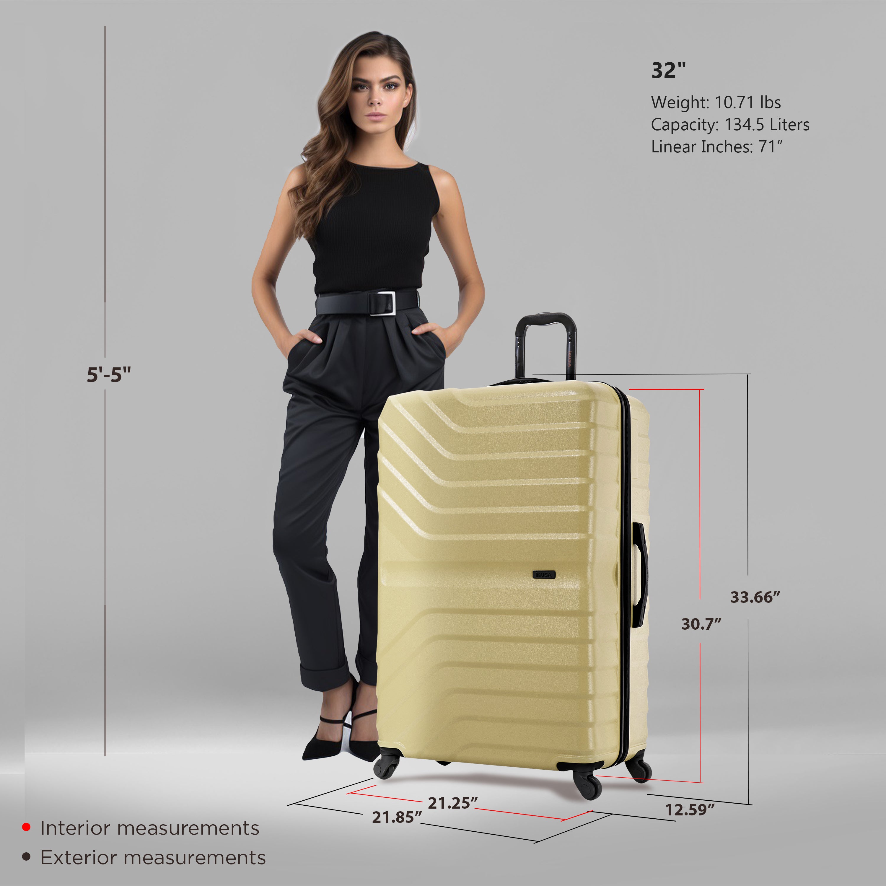 InUSA Luggage Aurum Extra Large 32" Spinner Suitcase