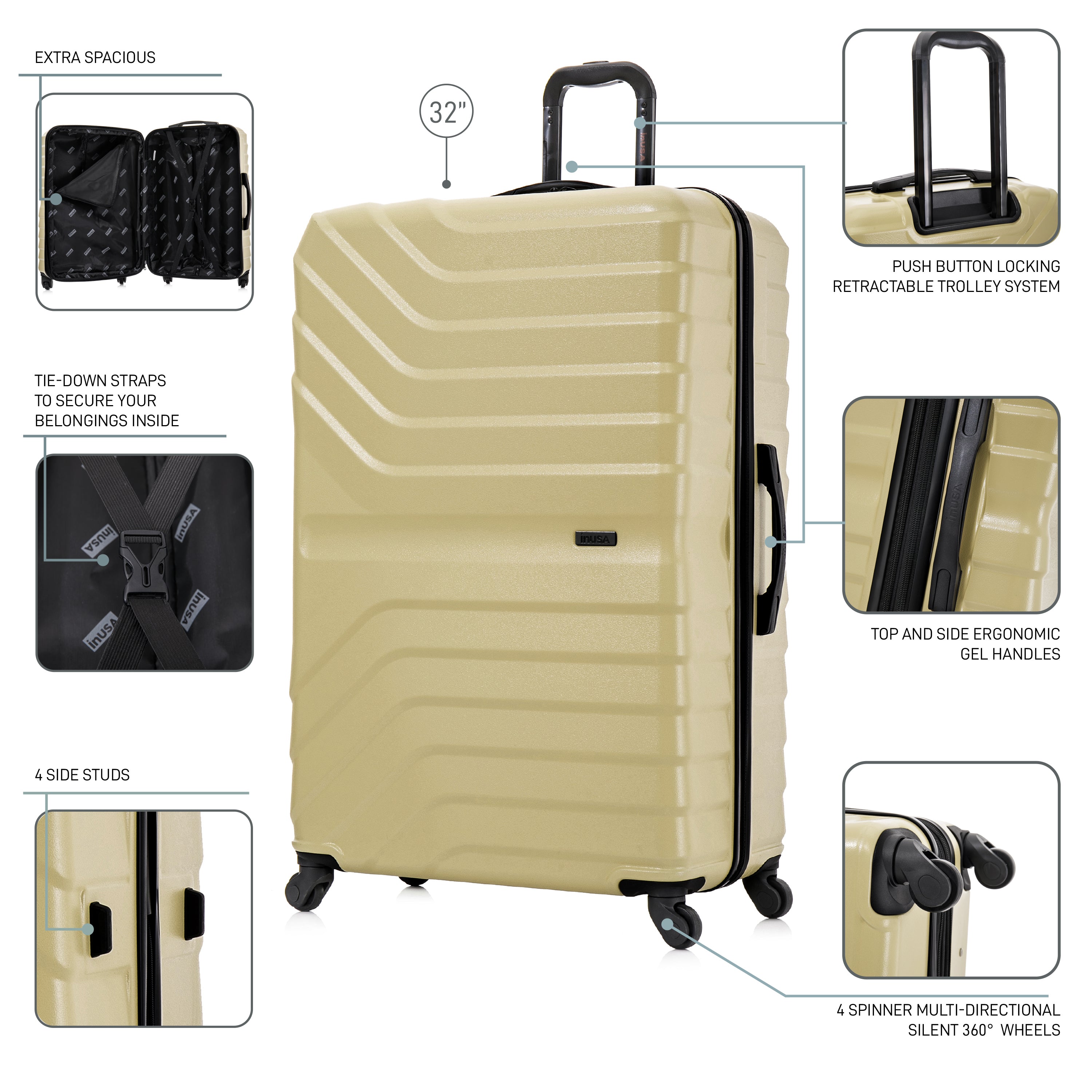 InUSA Luggage Aurum Extra Large 32" Spinner Suitcase