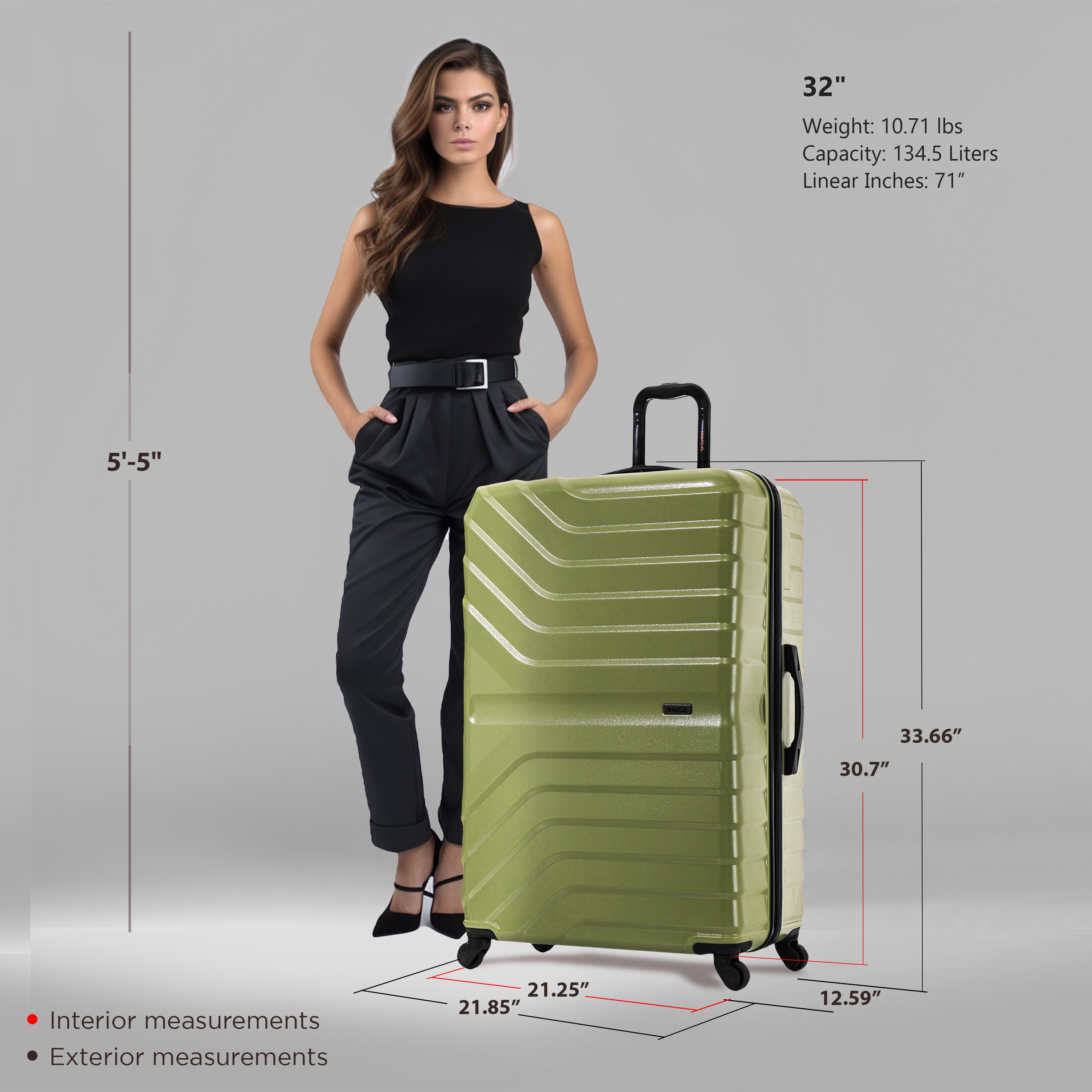 InUSA Luggage Aurum Extra Large 32" Spinner Suitcase