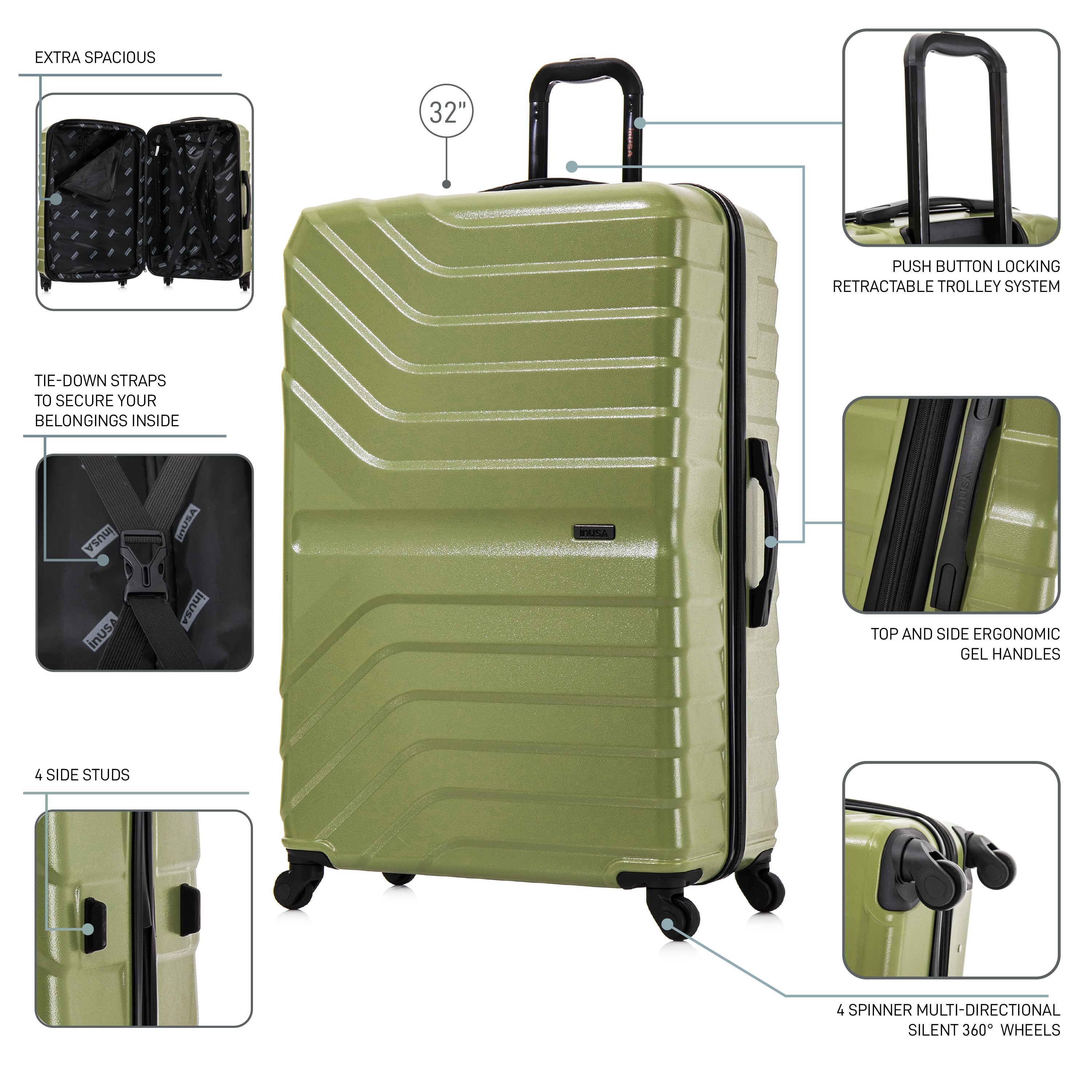 InUSA Luggage Aurum Extra Large 32" Spinner Suitcase