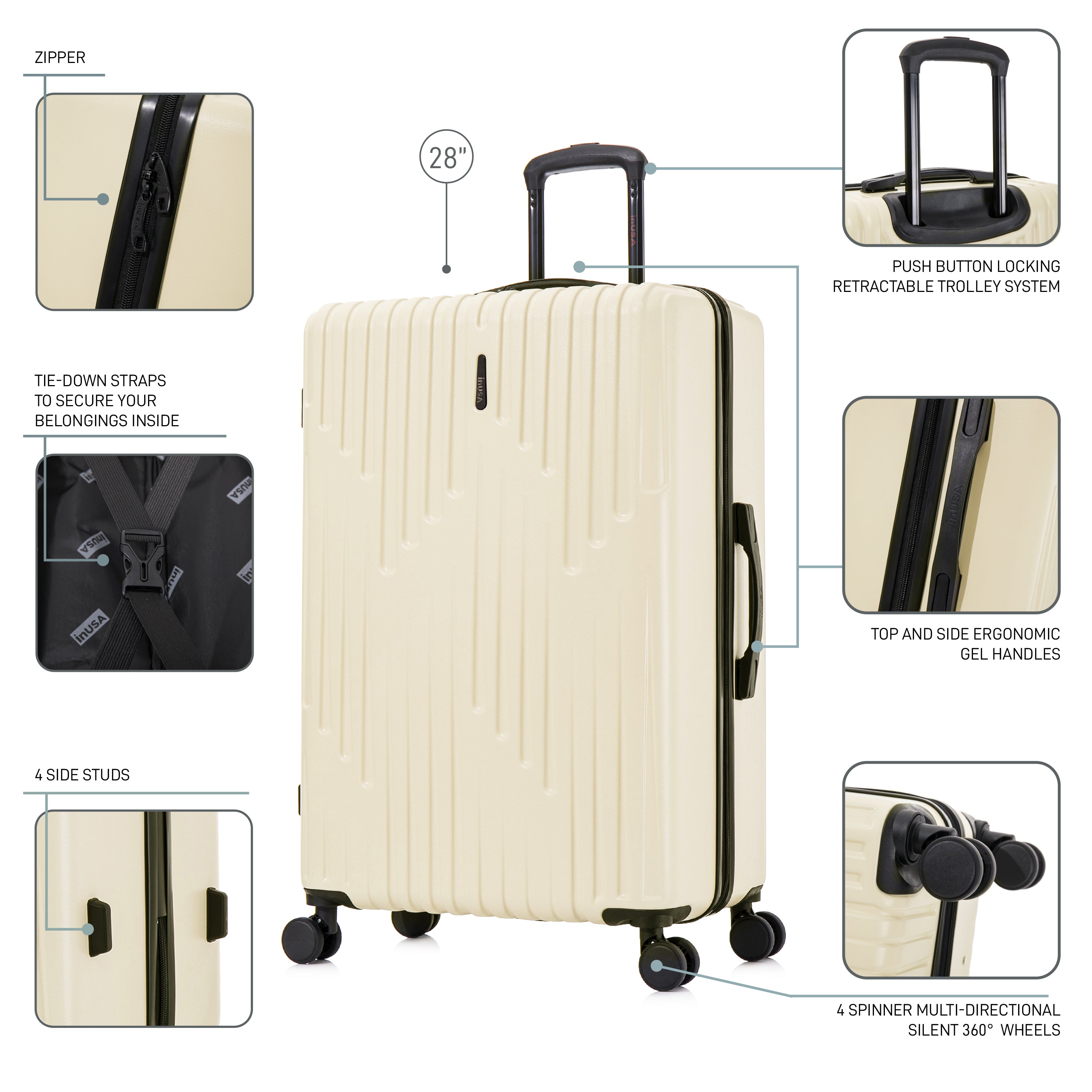 InUSA Luggage Drip 3 Piece Set 20"/24"/28" Spinner Suitcase Collection