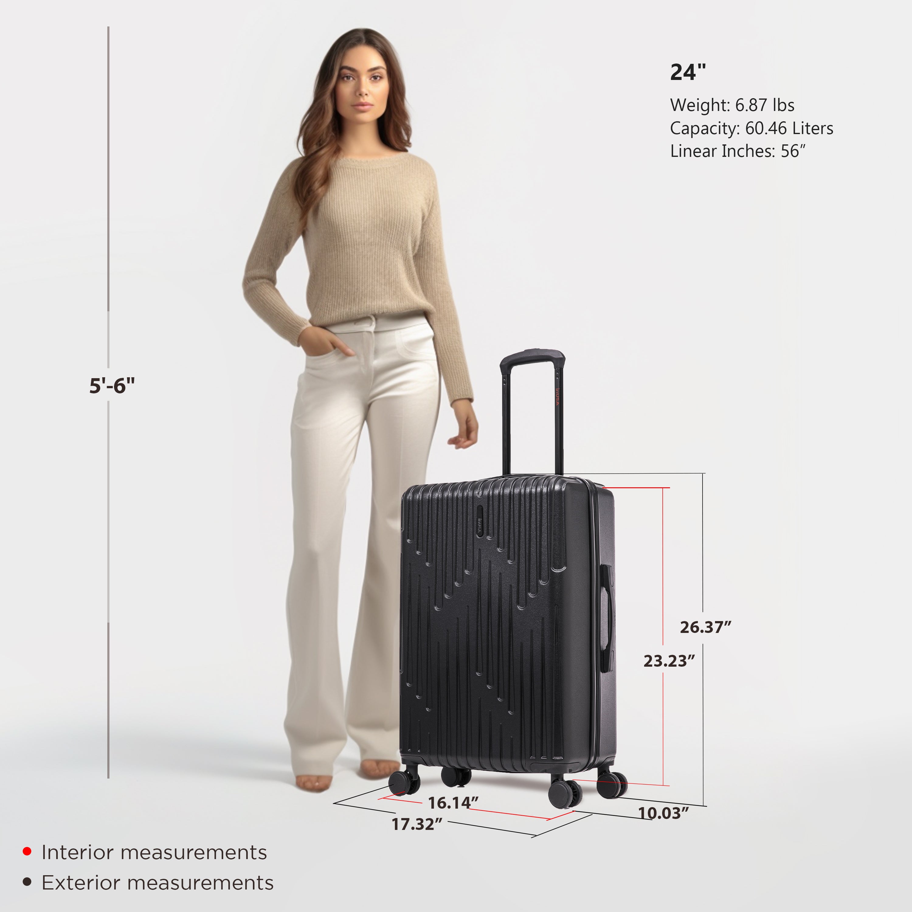 InUSA Luggage Drip Medium 24" Spinner Suitcase