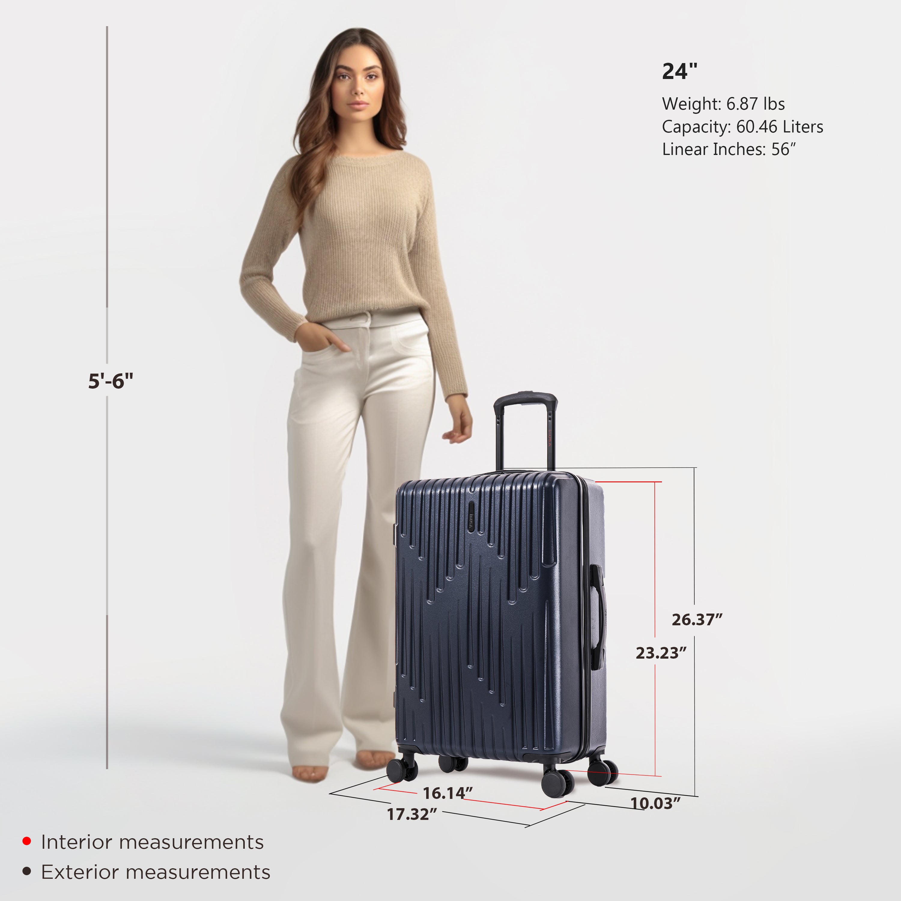 InUSA Luggage Drip Medium 24" Spinner Suitcase