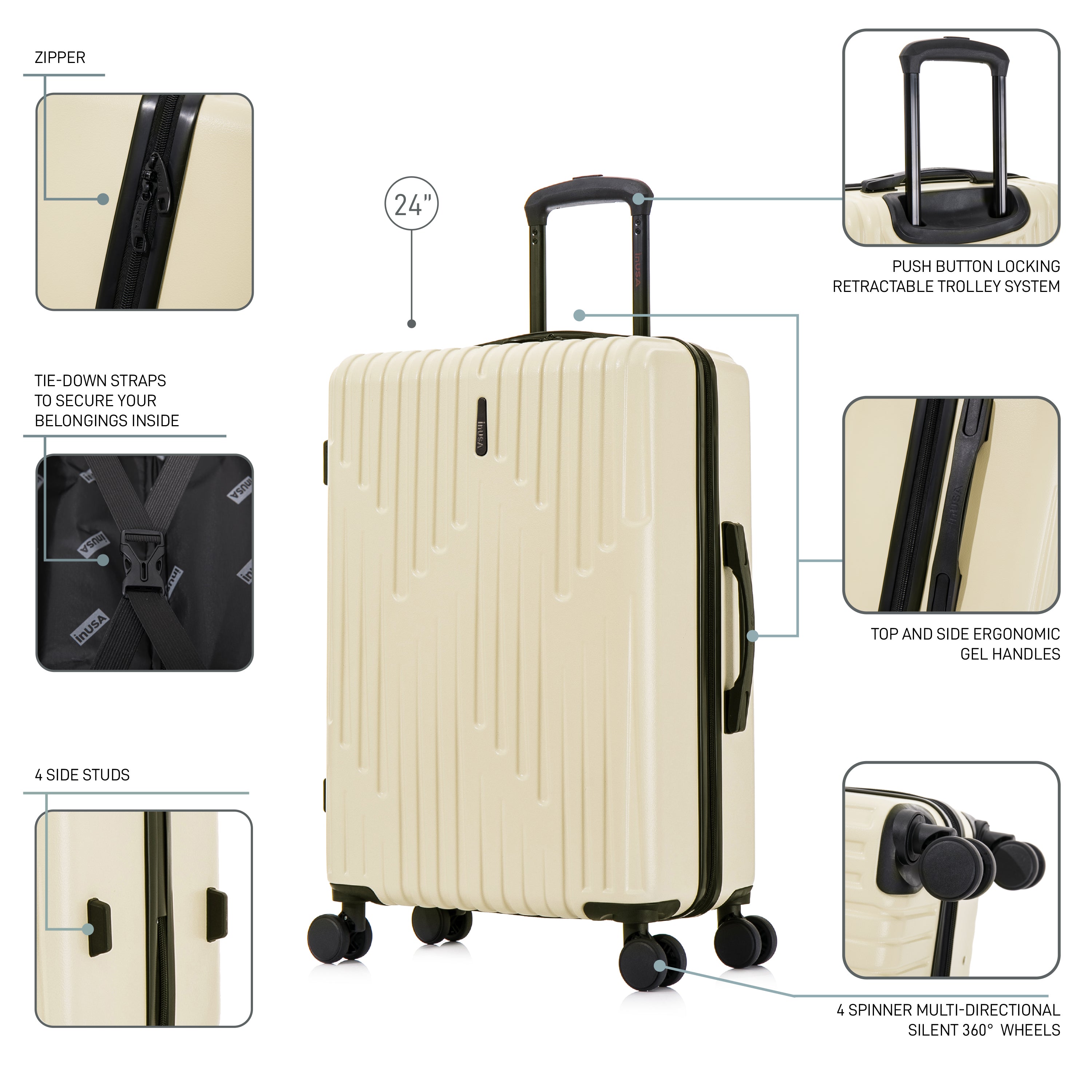 InUSA Luggage Drip Medium 24" Spinner Suitcase