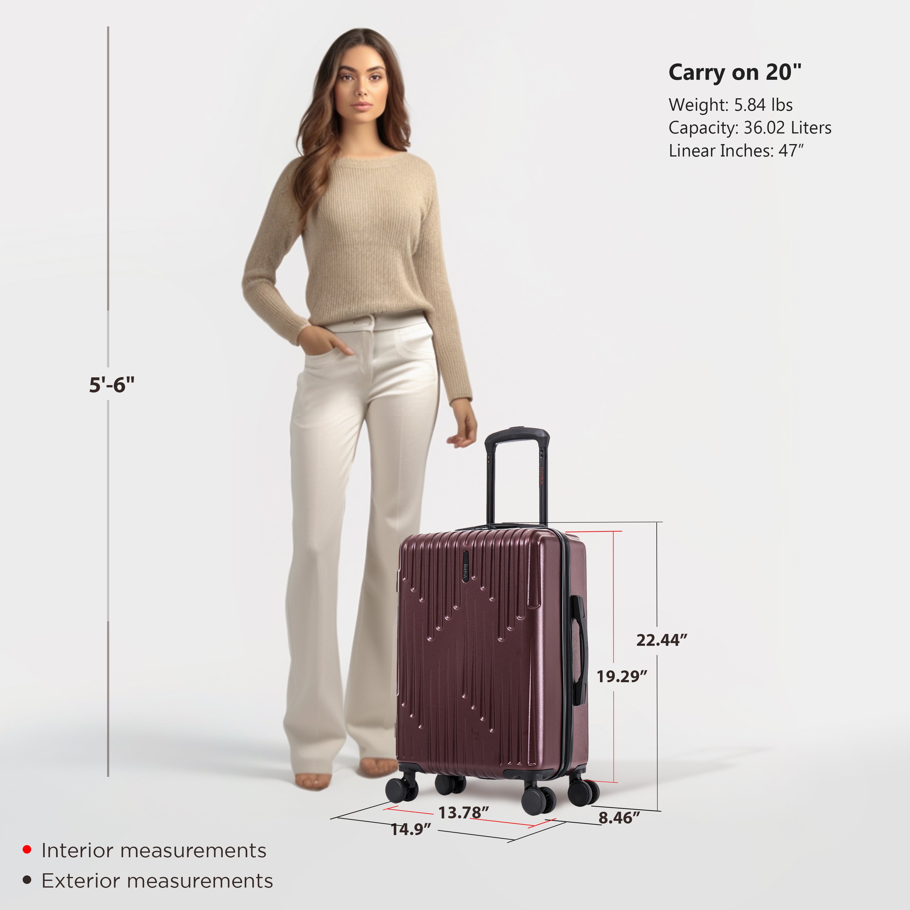 InUSA Luggage Drip Carry On 20" Spinner Suitcase