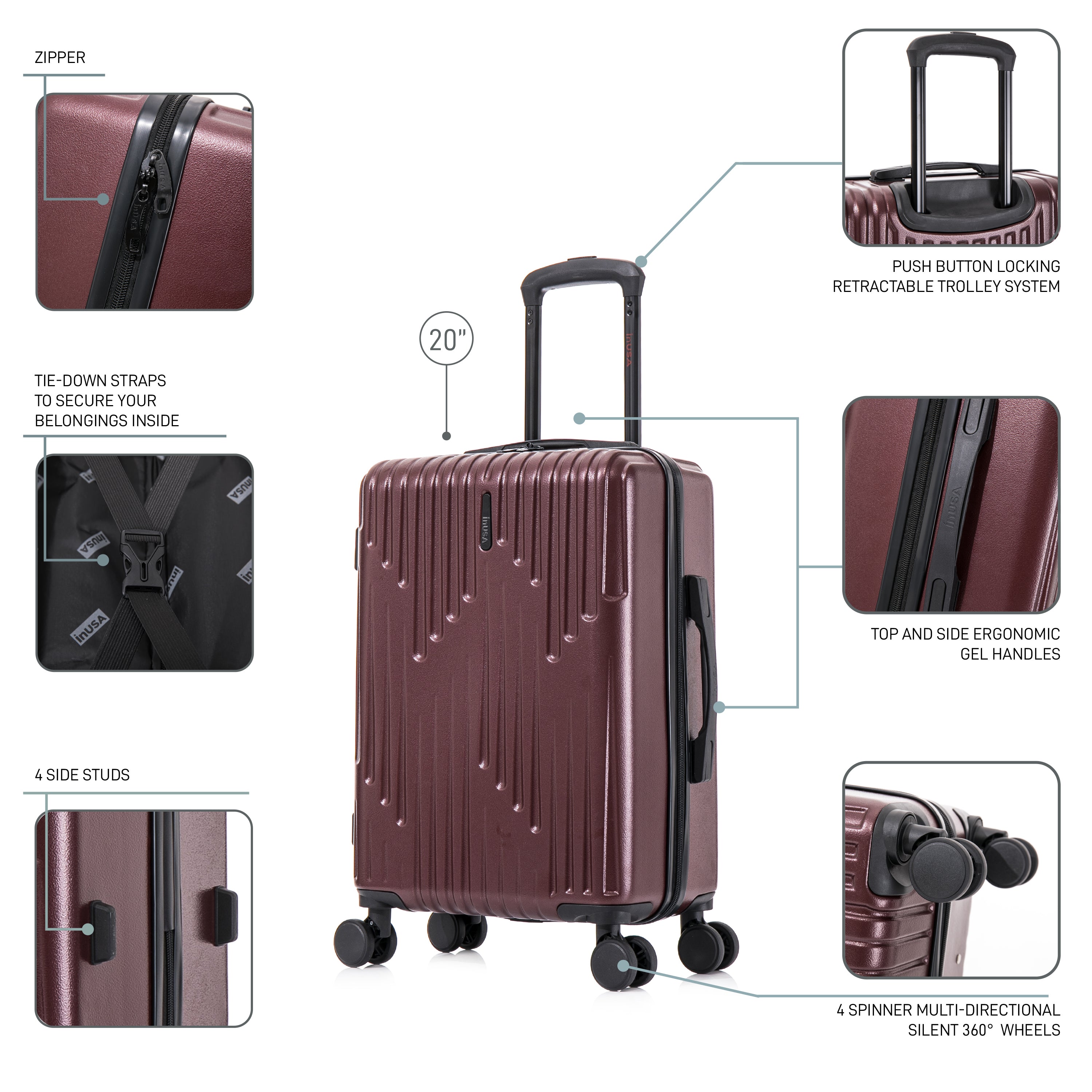 InUSA Luggage Drip Carry On 20" Spinner Suitcase
