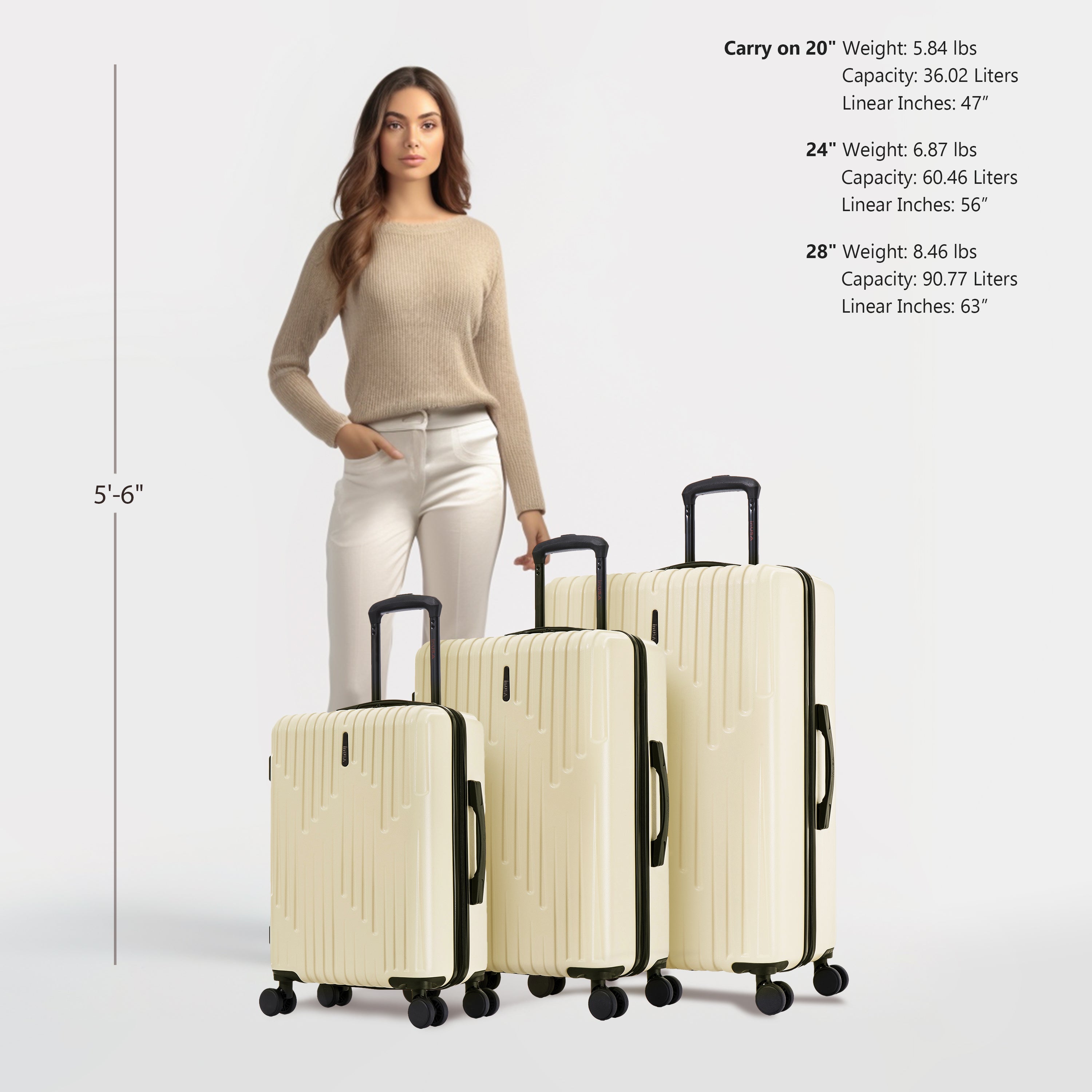 InUSA Luggage Drip 3 Piece Set 20"/24"/28" Spinner Suitcase Collection