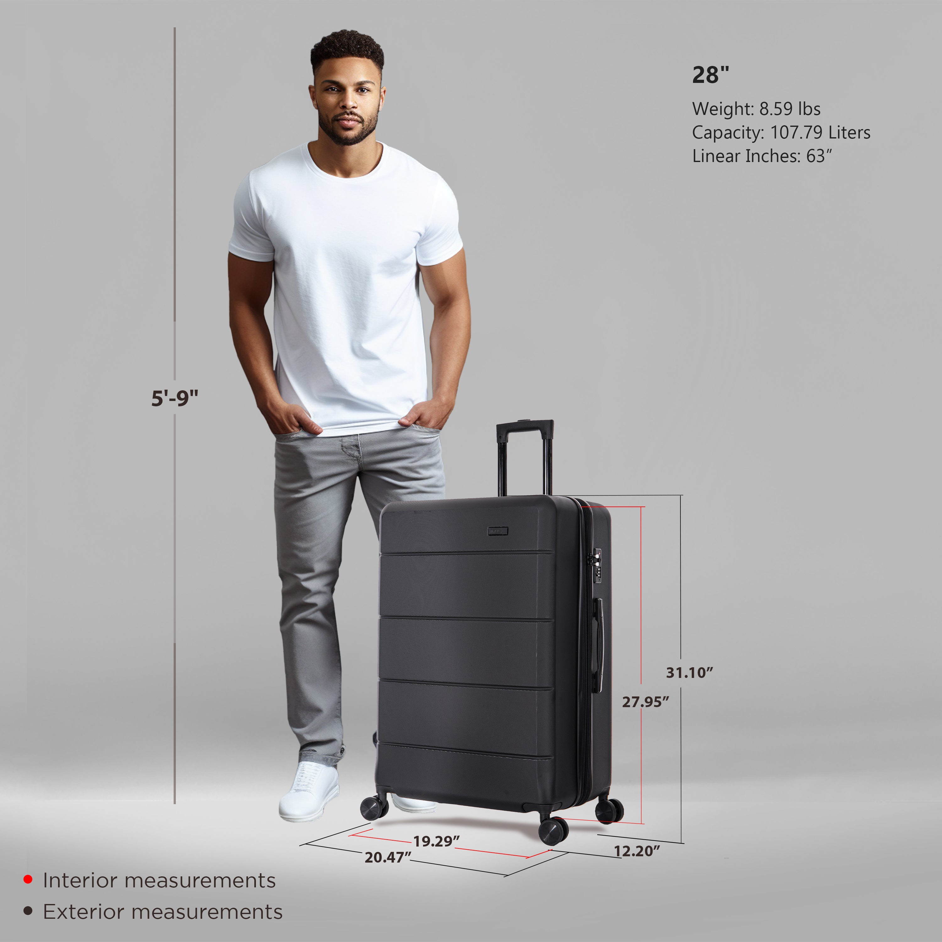 InUSA Luggage Elysian Large 28" Spinner Suitcase