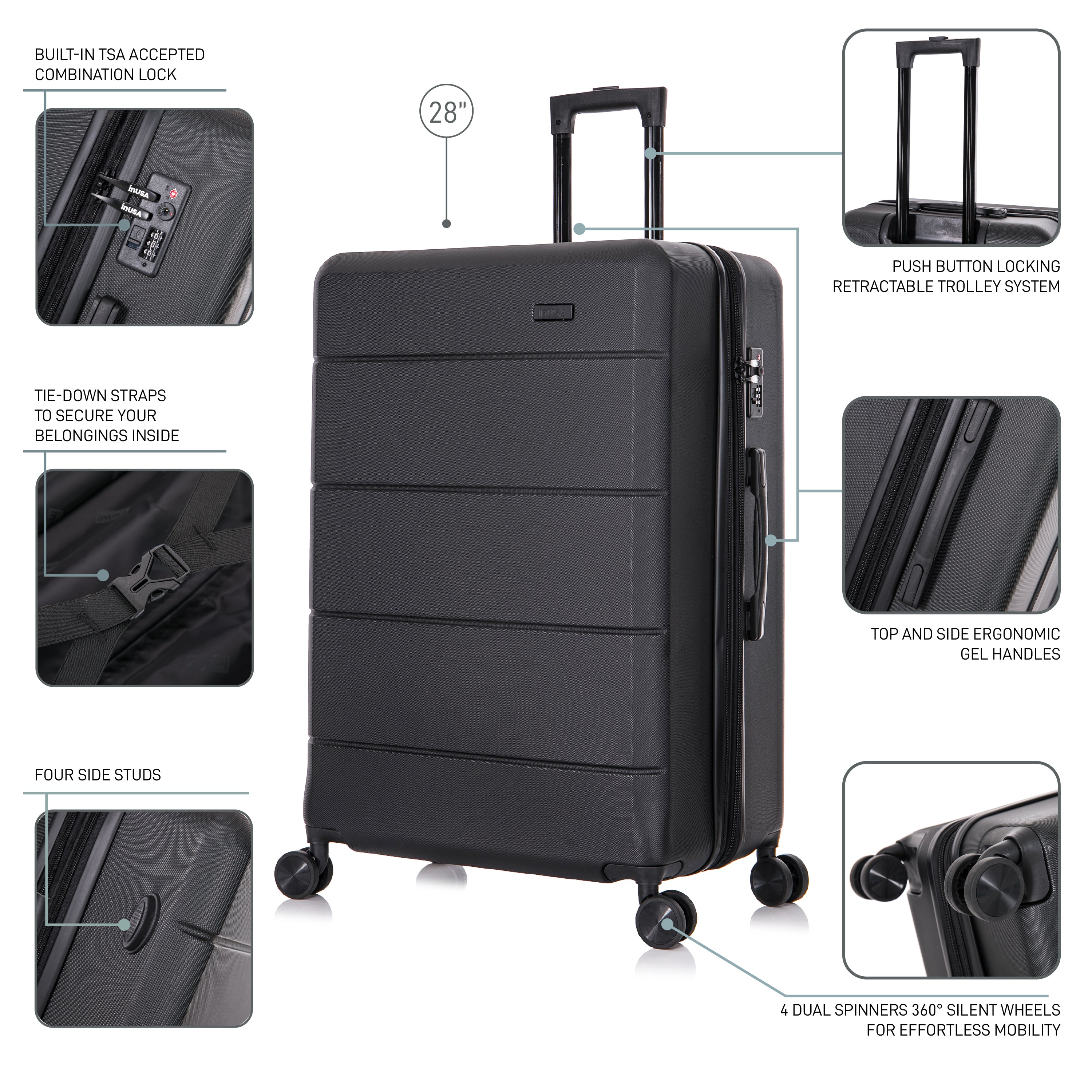 InUSA Luggage Elysian Large 28" Spinner Suitcase