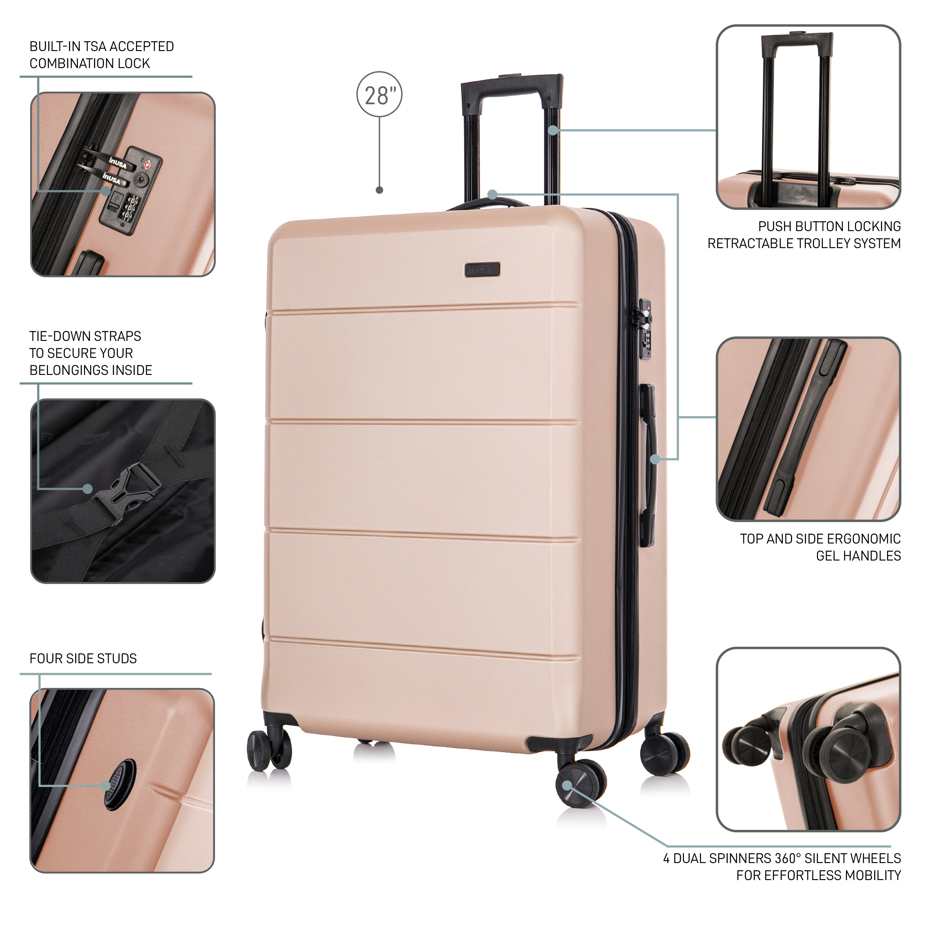 InUSA Luggage Elysian Large 28" Spinner Suitcase