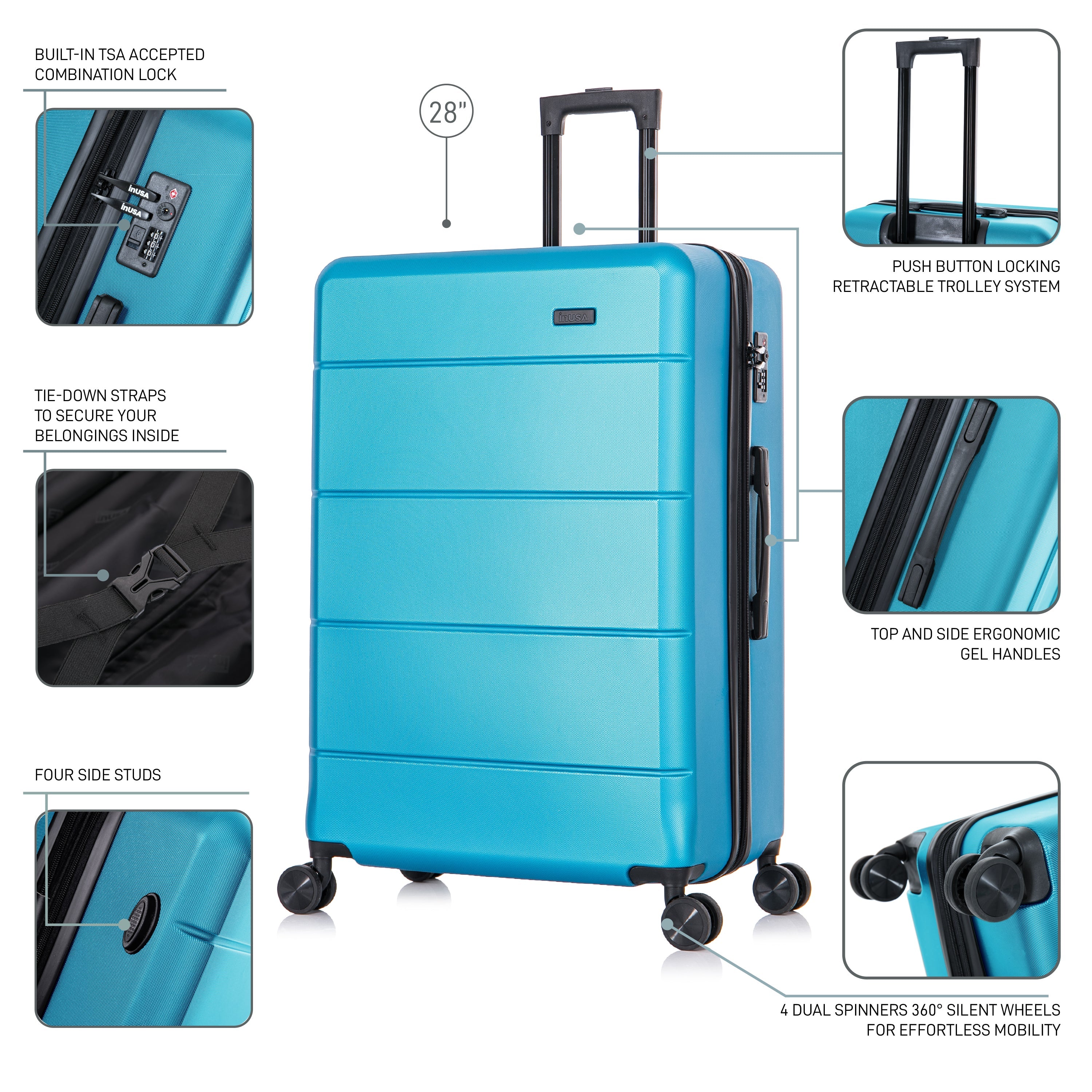 InUSA Luggage Elysian Large 28" Spinner Suitcase