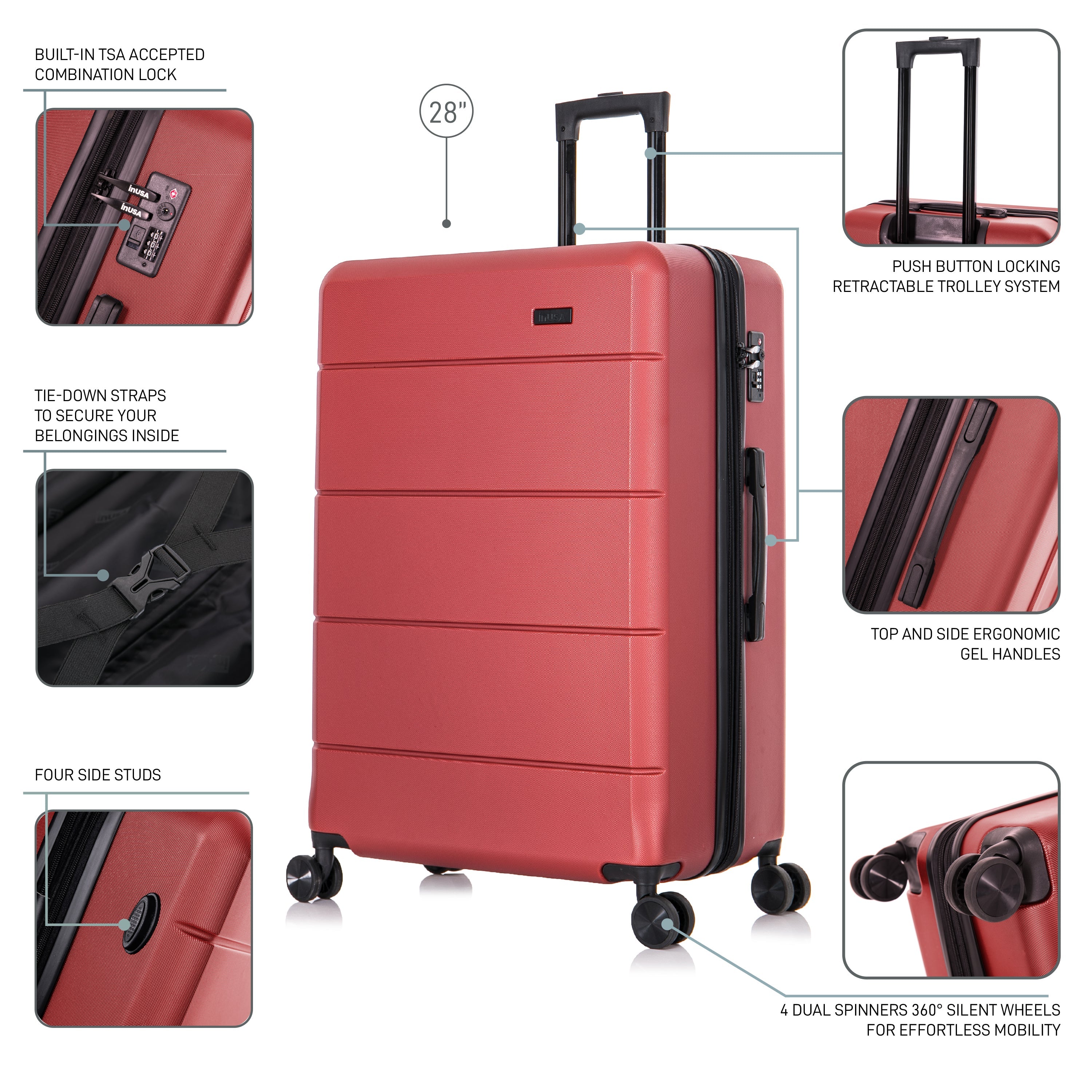 InUSA Luggage Elysian Large 28" Spinner Suitcase