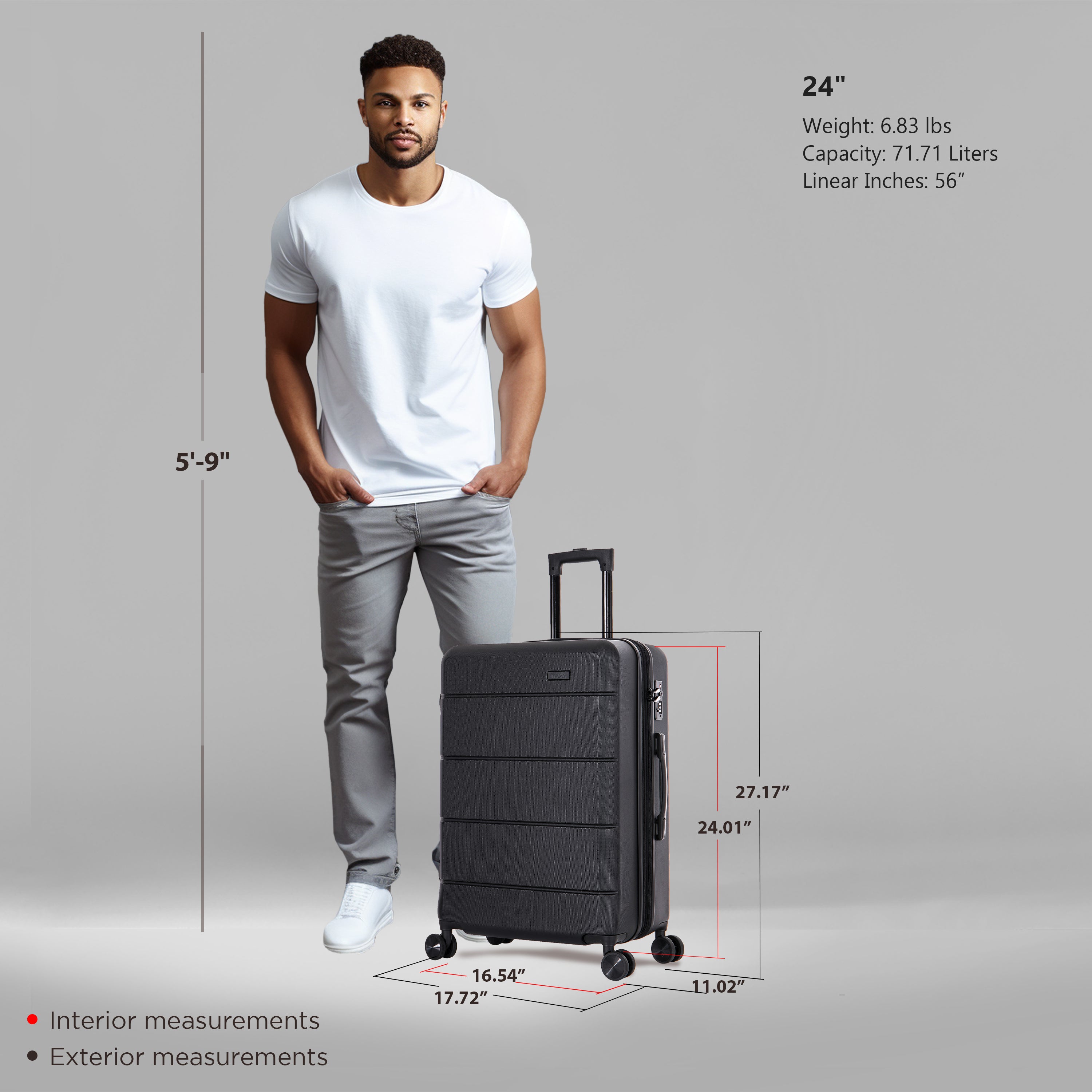 InUSA Luggage Elysian Medium 24" Spinner Suitcase