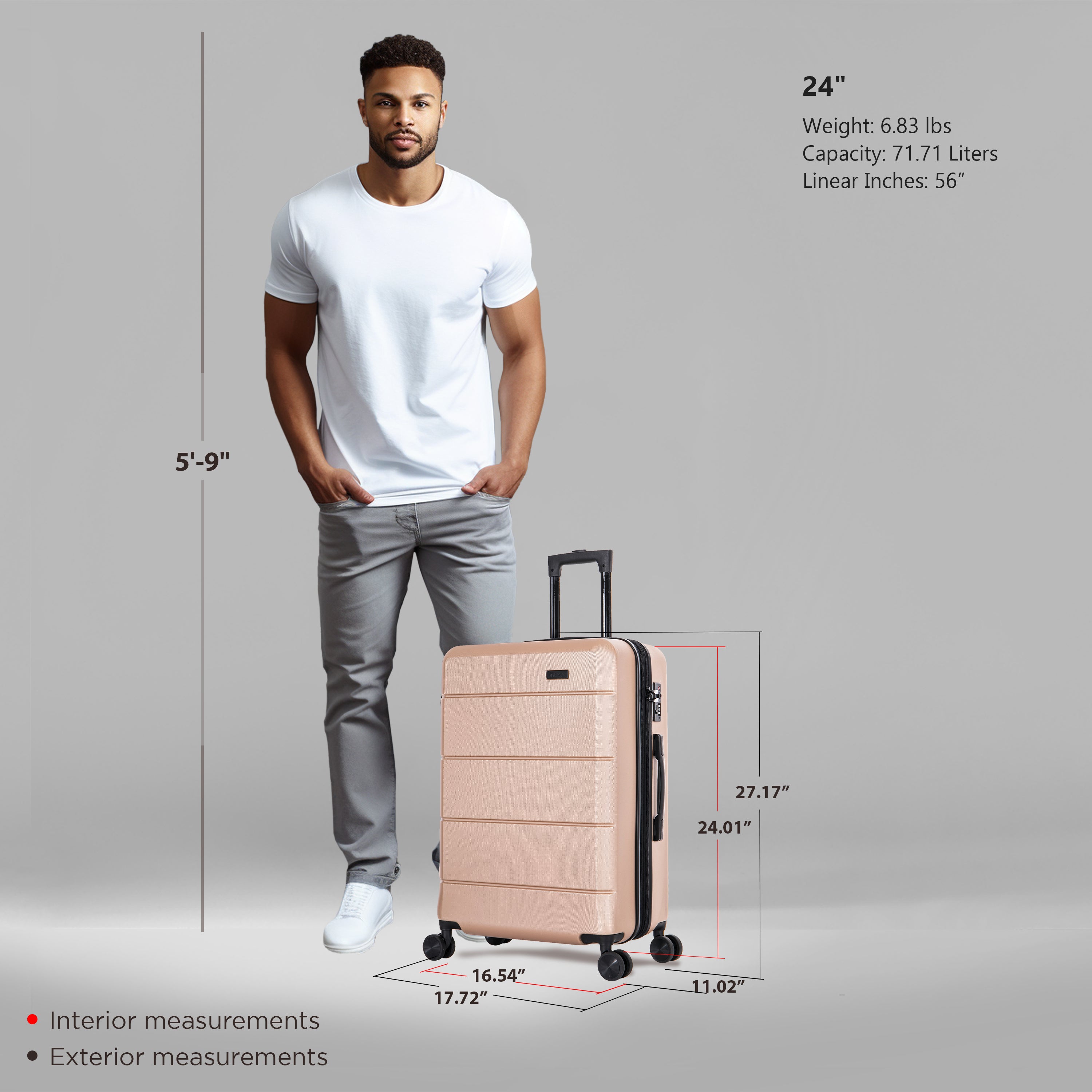 InUSA Luggage Elysian Medium 24" Spinner Suitcase