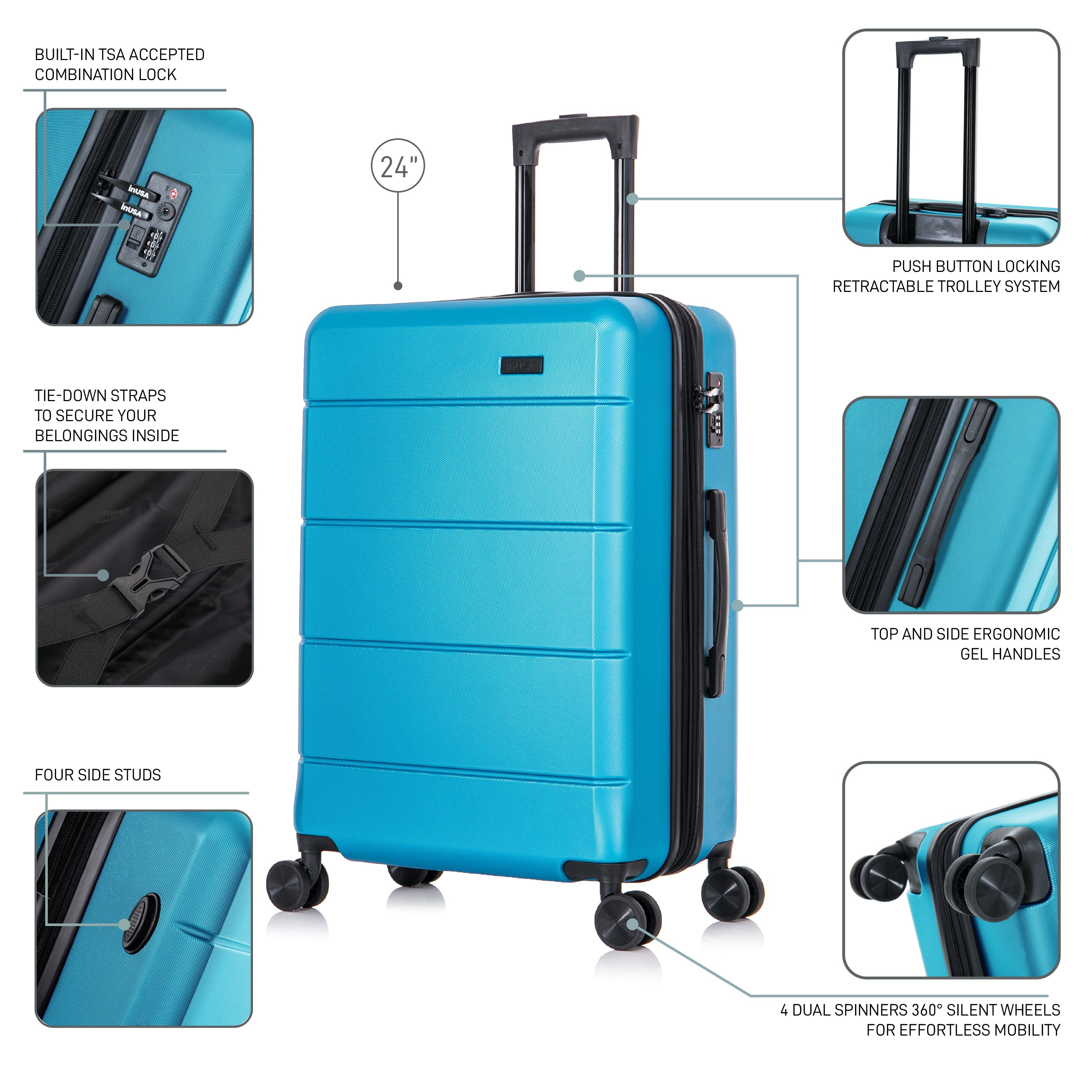 InUSA Luggage Elysian Medium 24" Spinner Suitcase