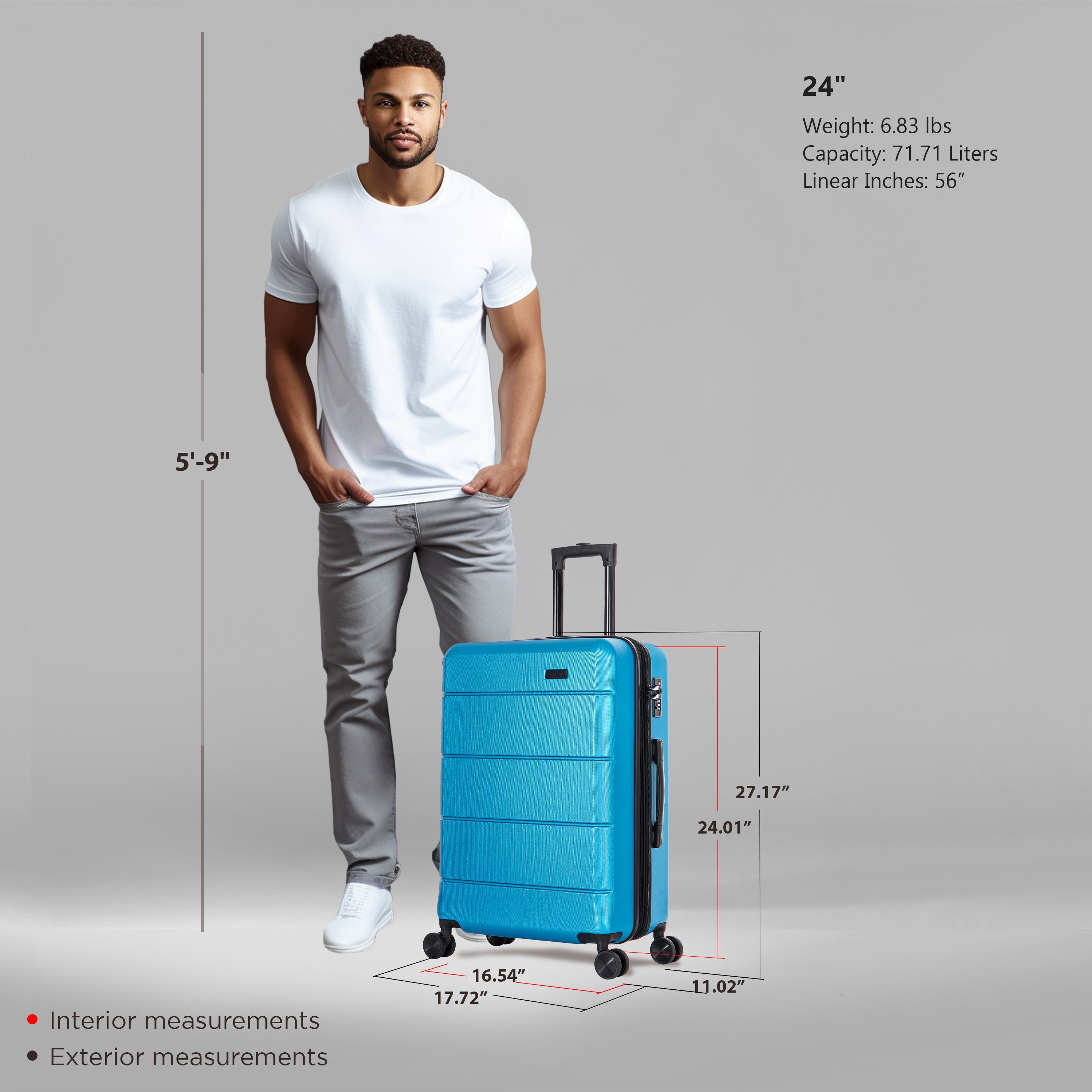 InUSA Luggage Elysian Medium 24" Spinner Suitcase