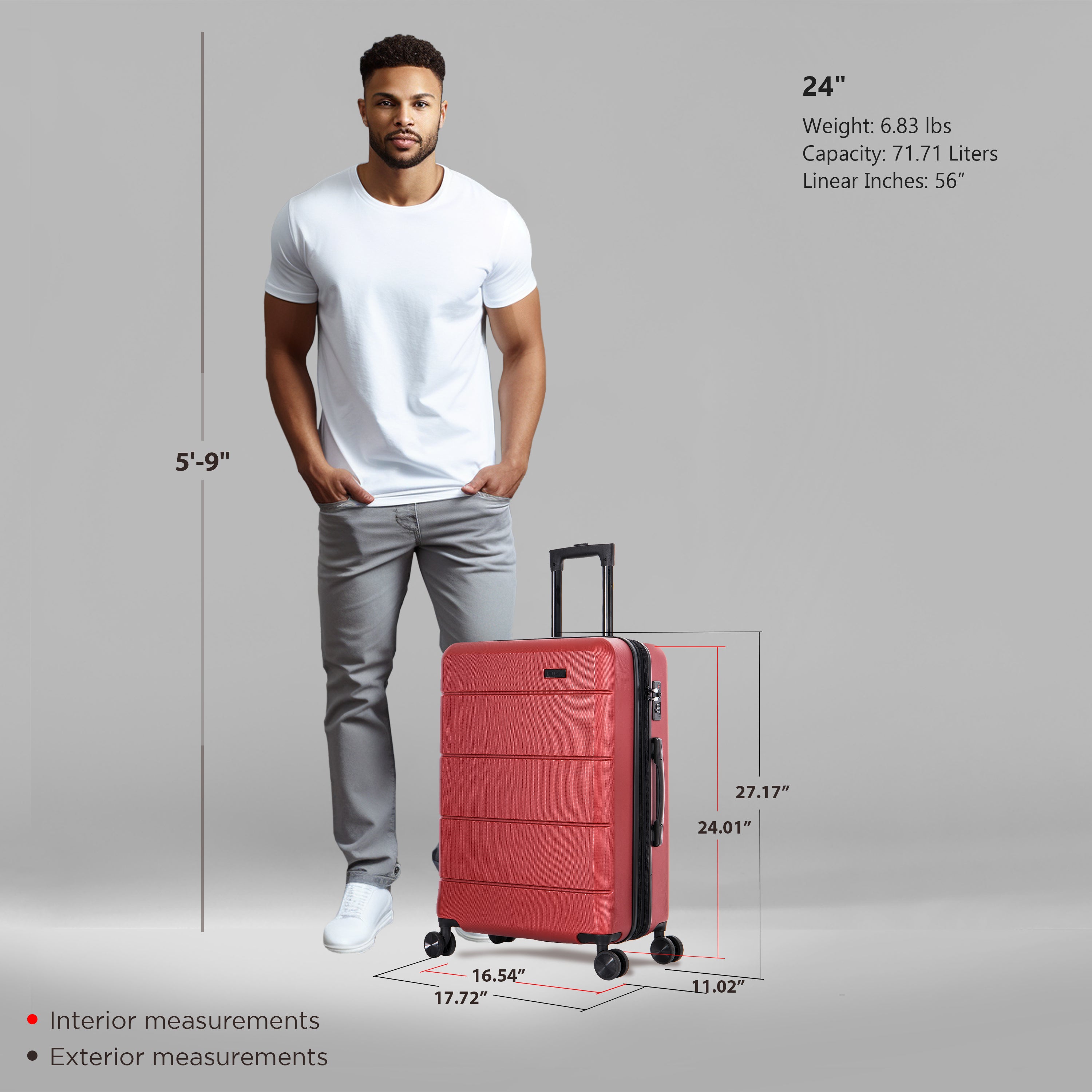 InUSA Luggage Elysian Medium 24" Spinner Suitcase