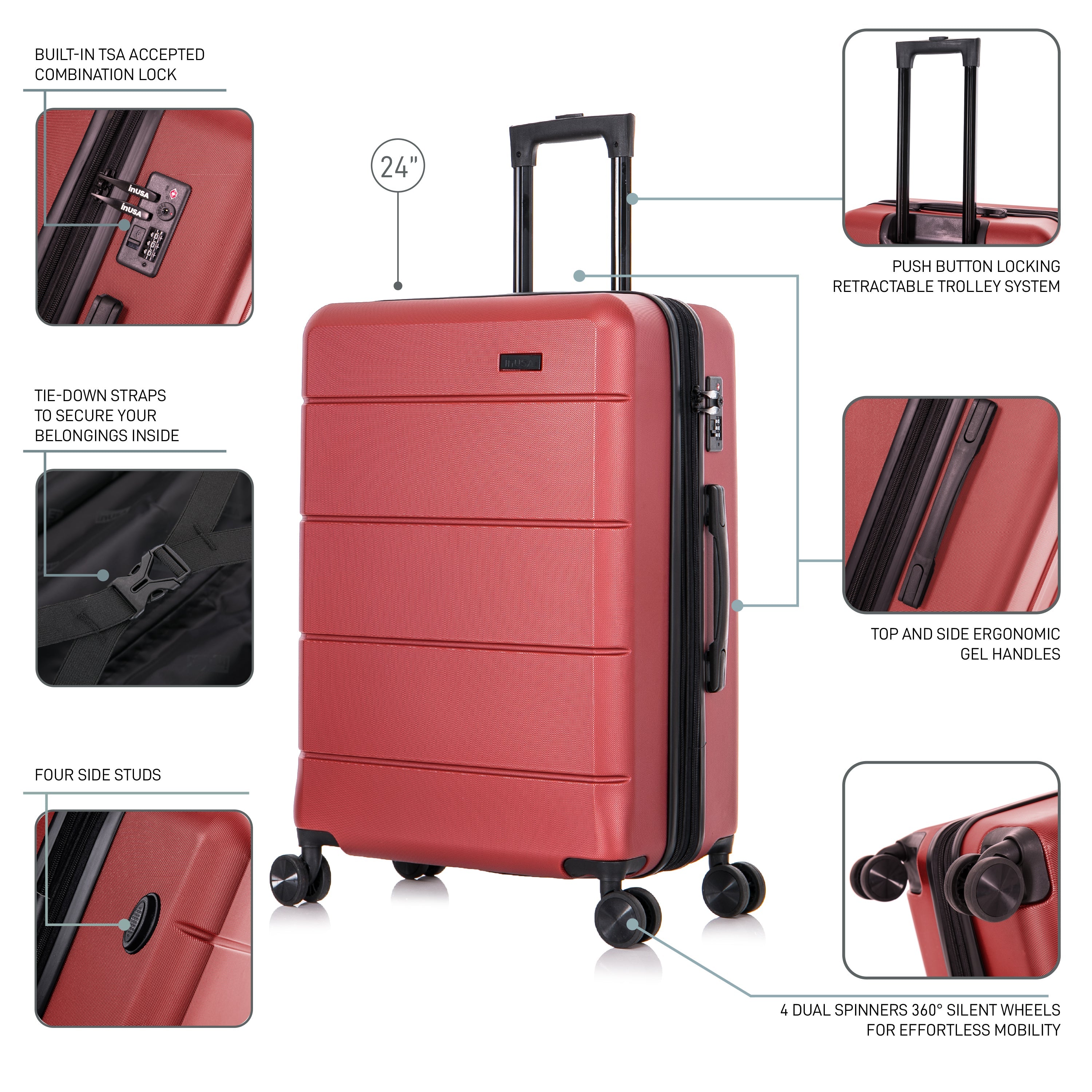 InUSA Luggage Elysian Medium 24" Spinner Suitcase