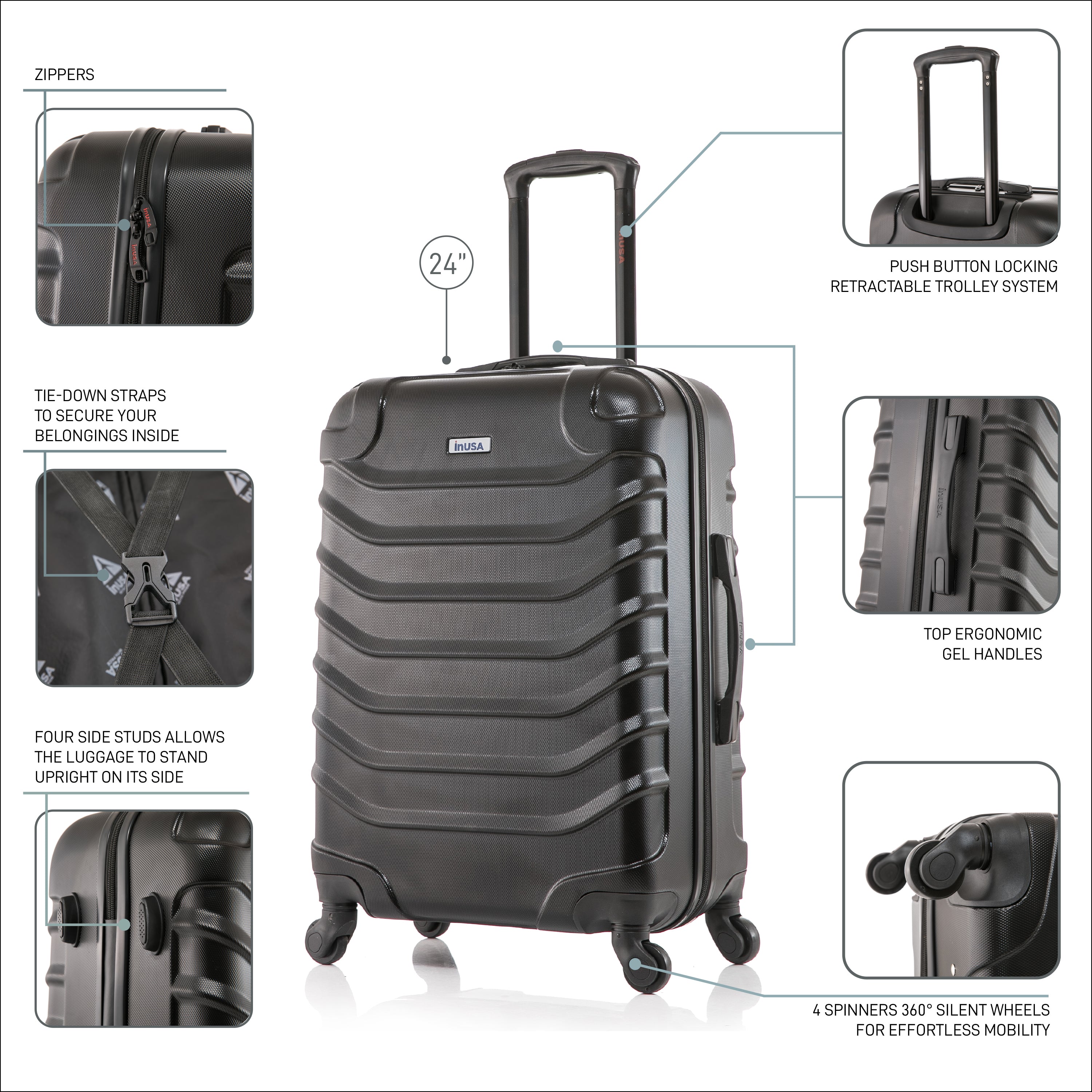 InUSA Luggage Endurance Medium 24" Spinner Suitcase