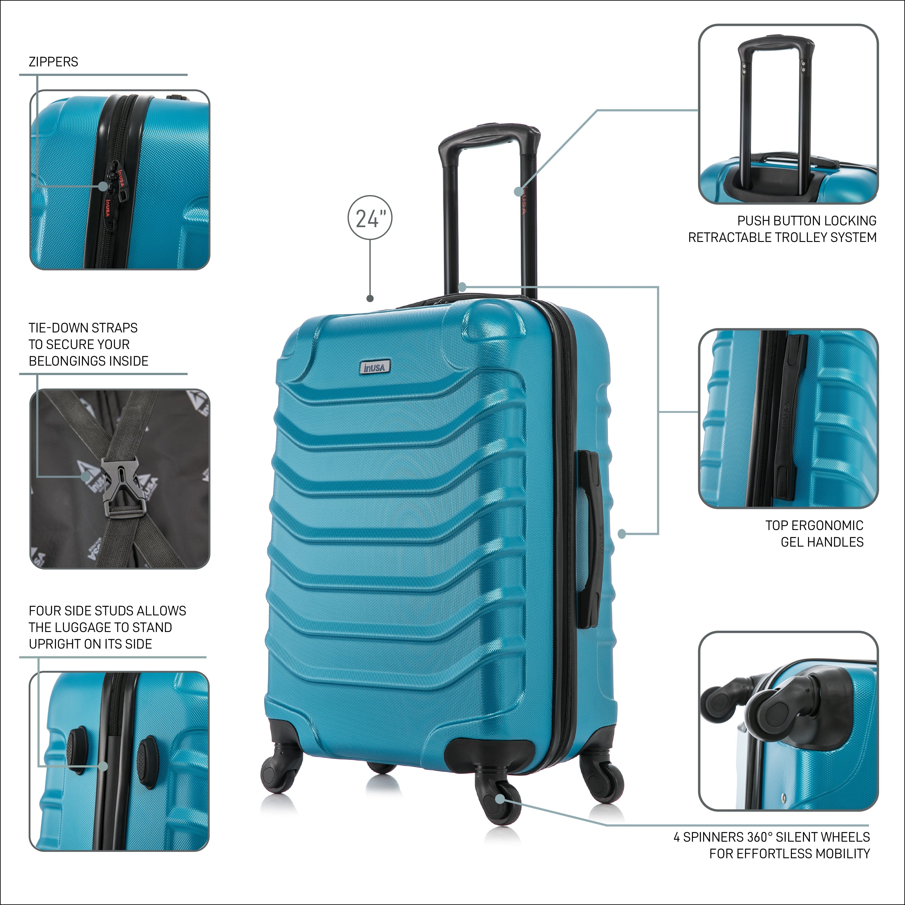 InUSA Luggage Endurance Medium 24" Spinner Suitcase