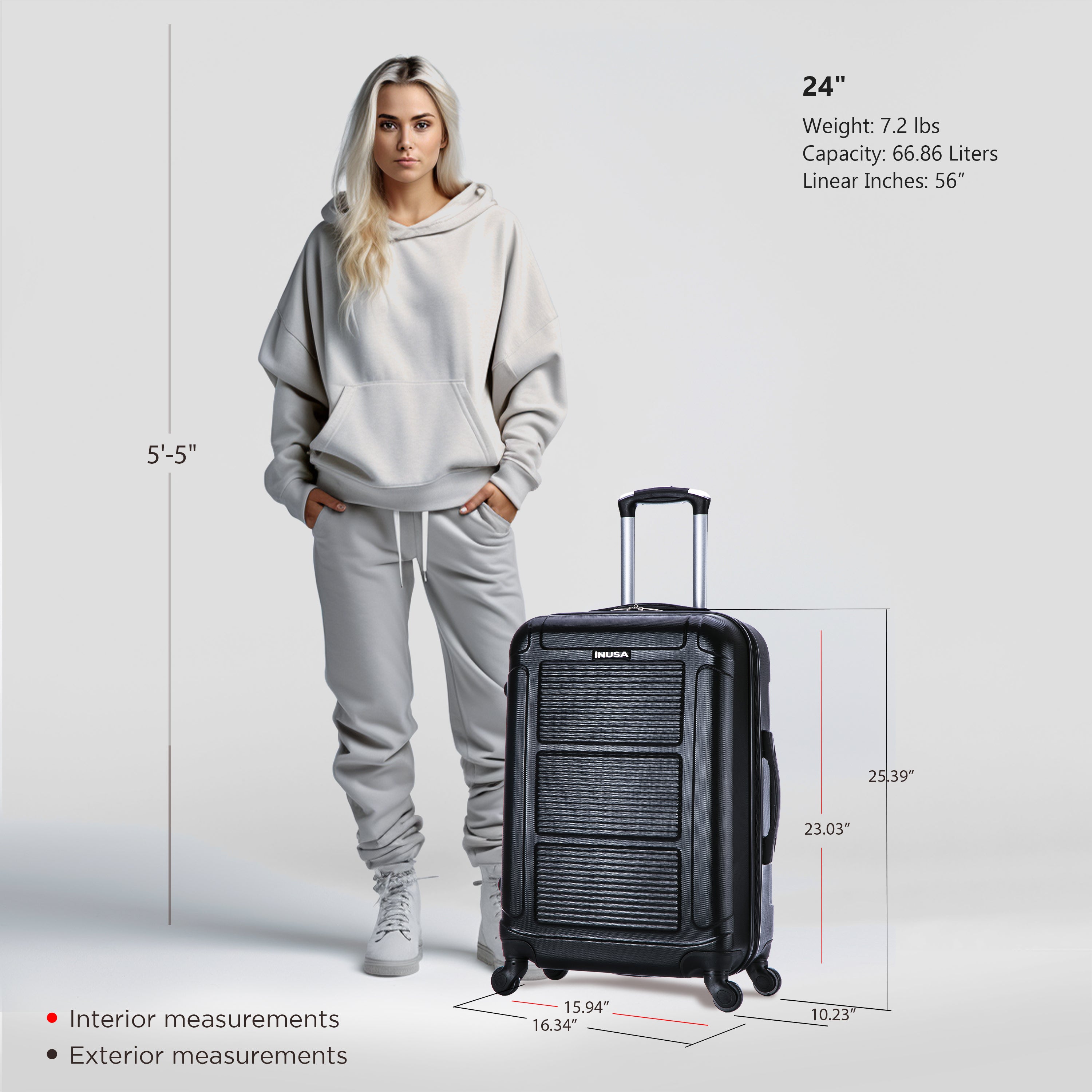 InUSA Luggage Pilot Medium 24" Spinner Suitcase