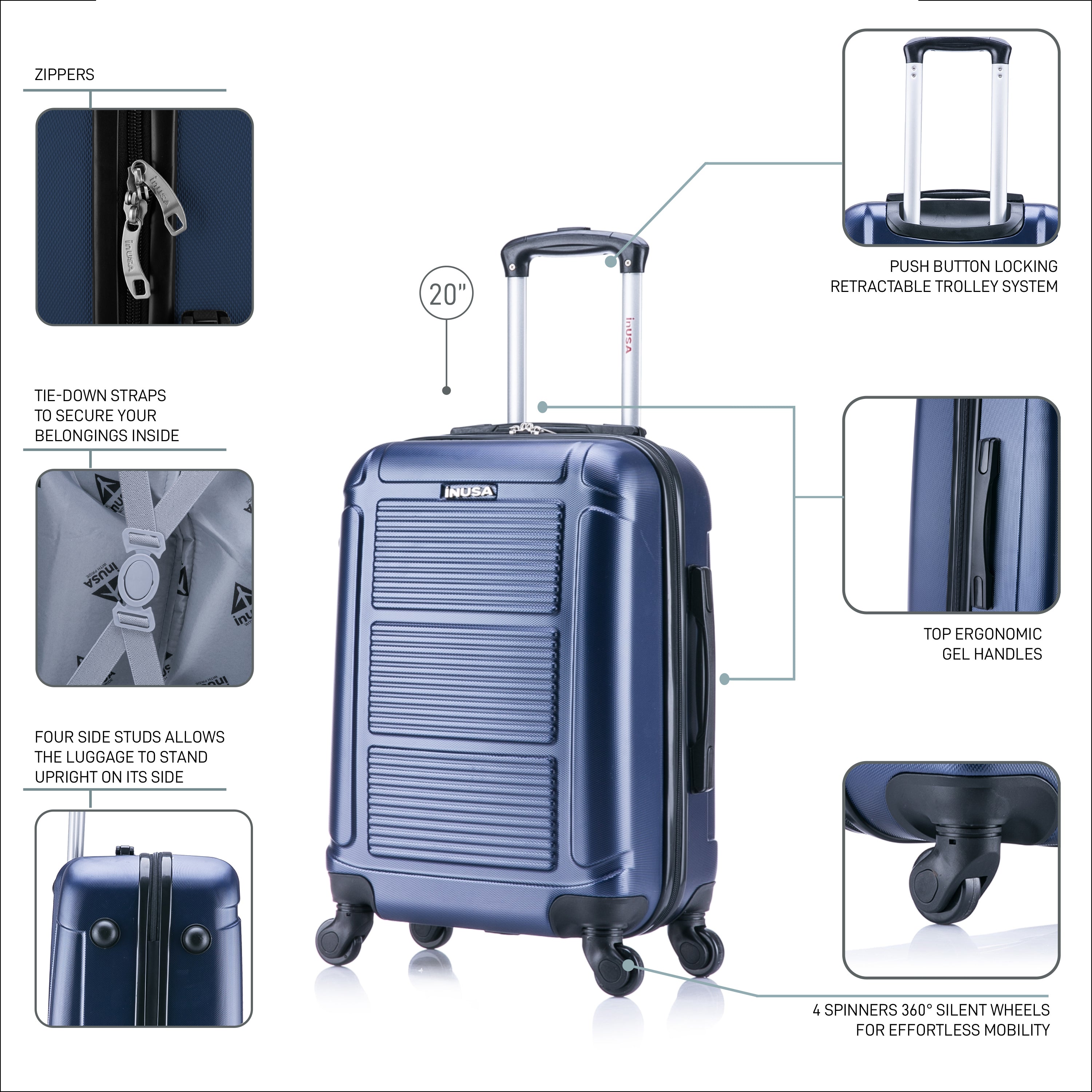 InUSA Luggage Pilot Carry On 20" Spinner Suitcase