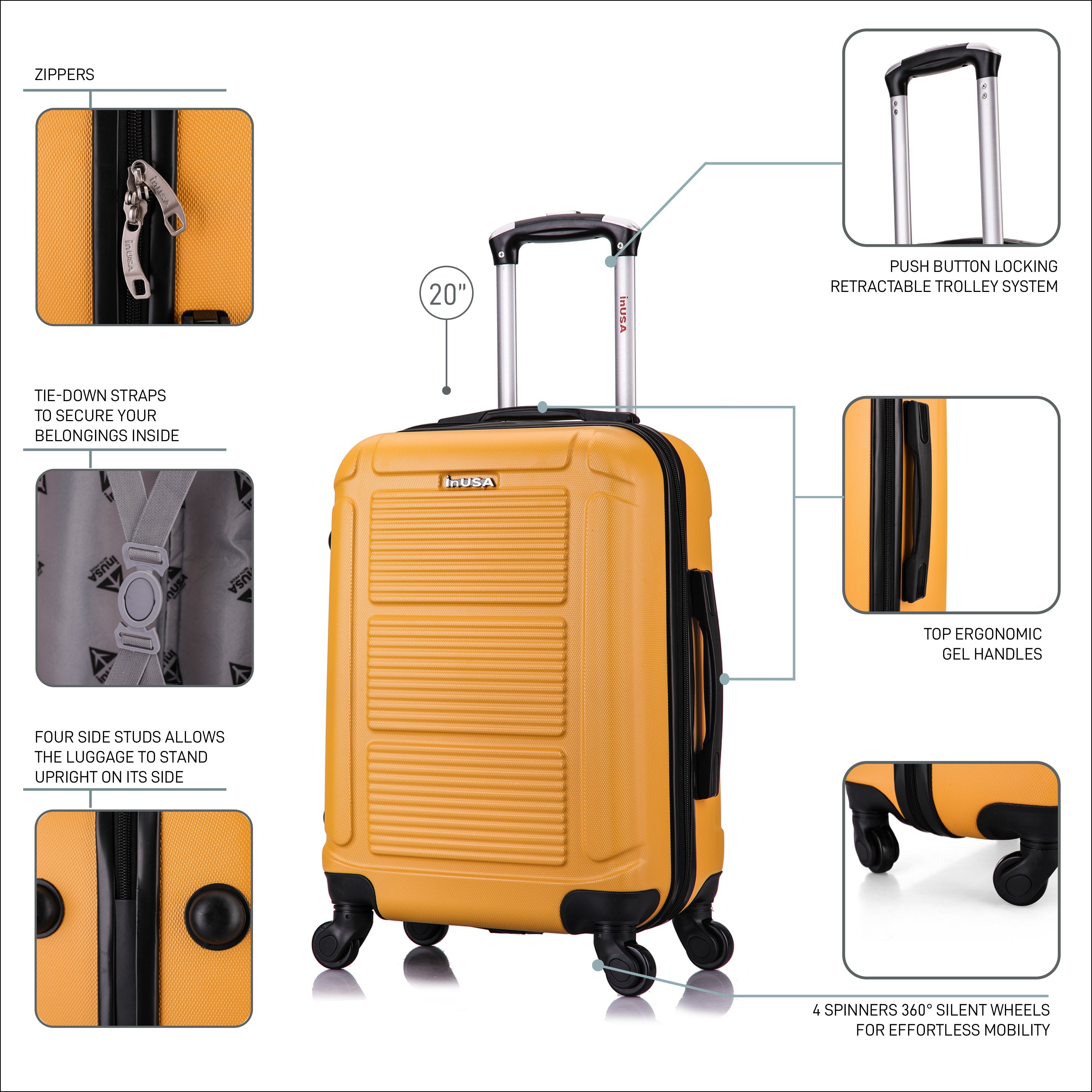 InUSA Luggage Pilot Carry On 20" Spinner Suitcase