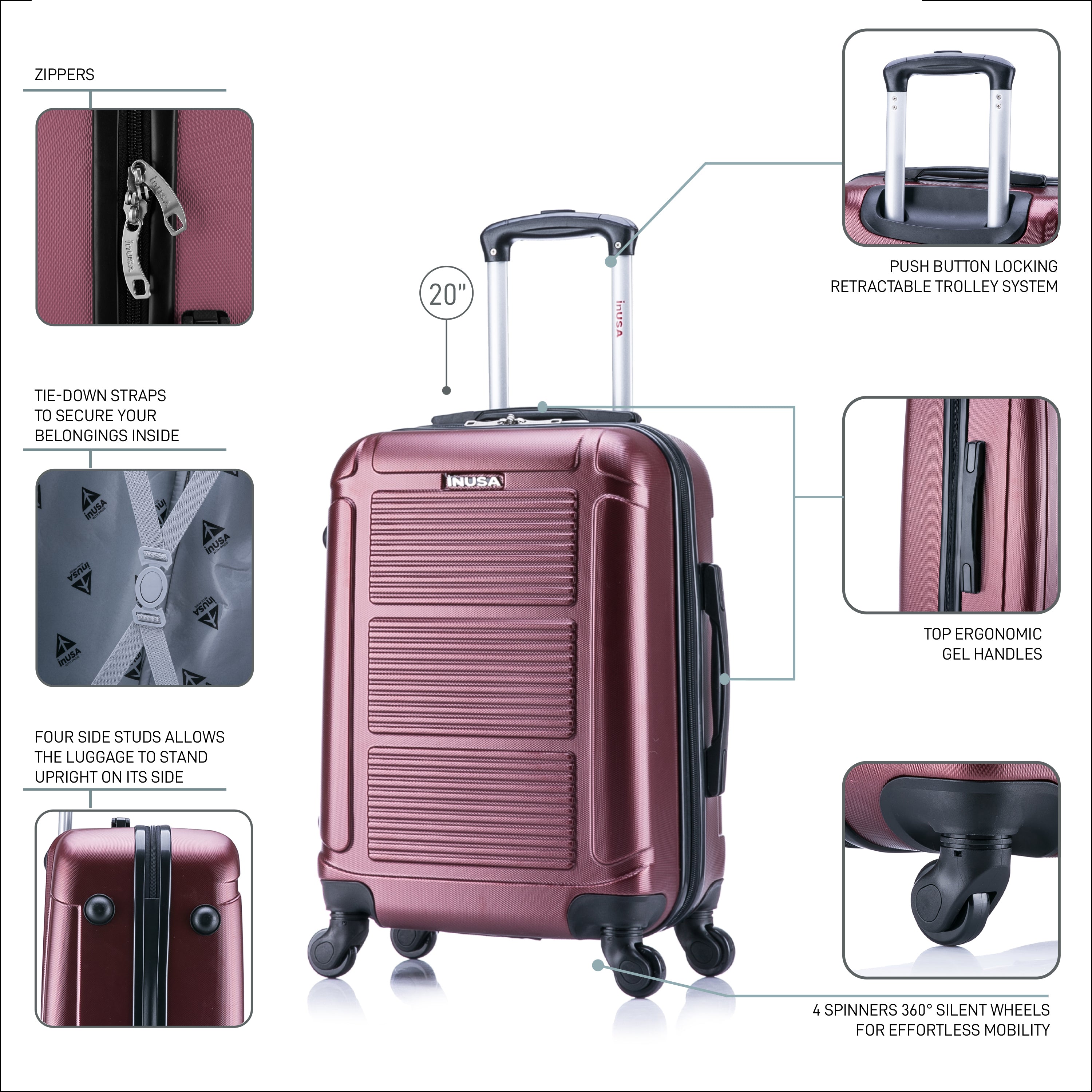 InUSA Luggage Pilot Carry On 20" Spinner Suitcase