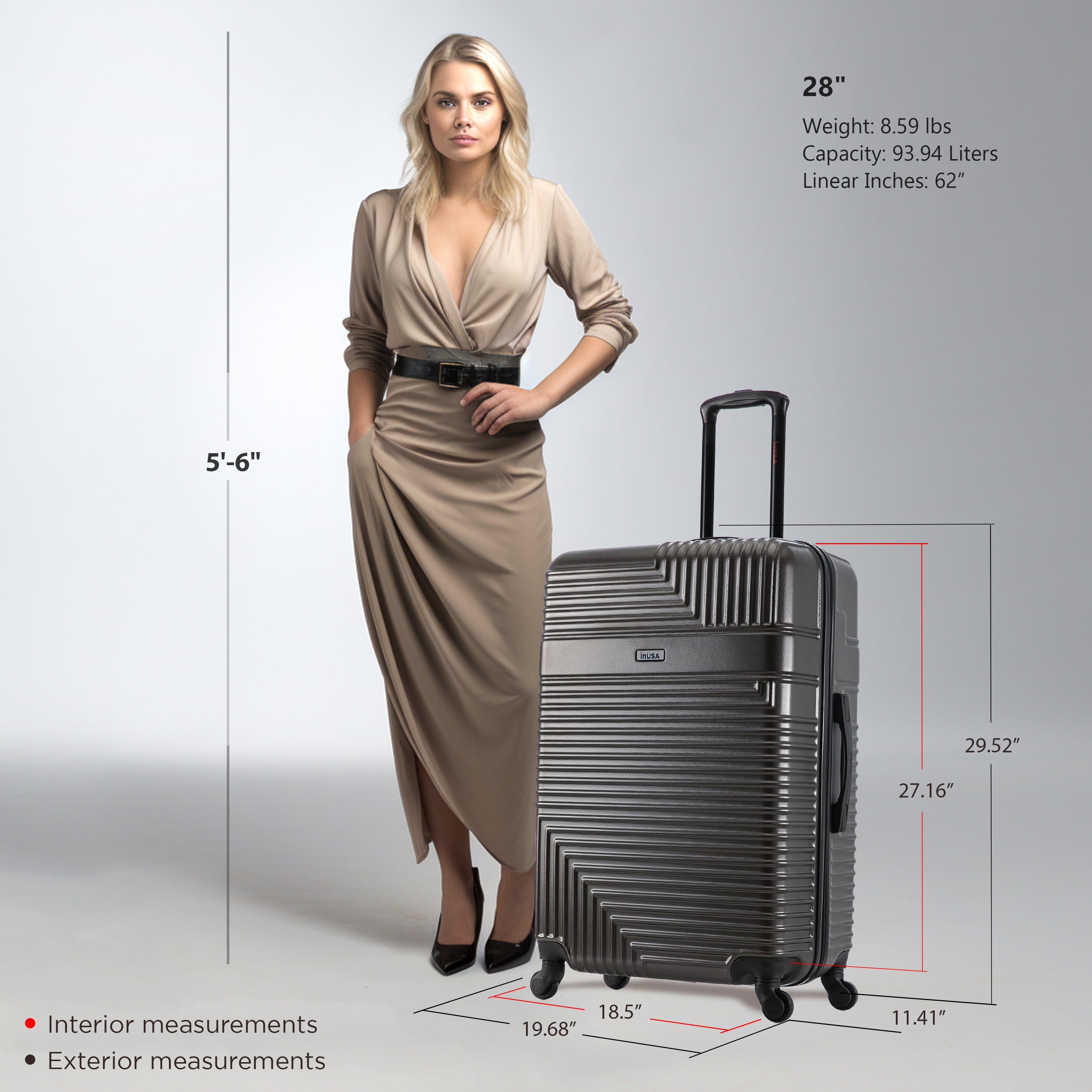 InUSA Luggage Resilience Large 28" Spinner Suitcase