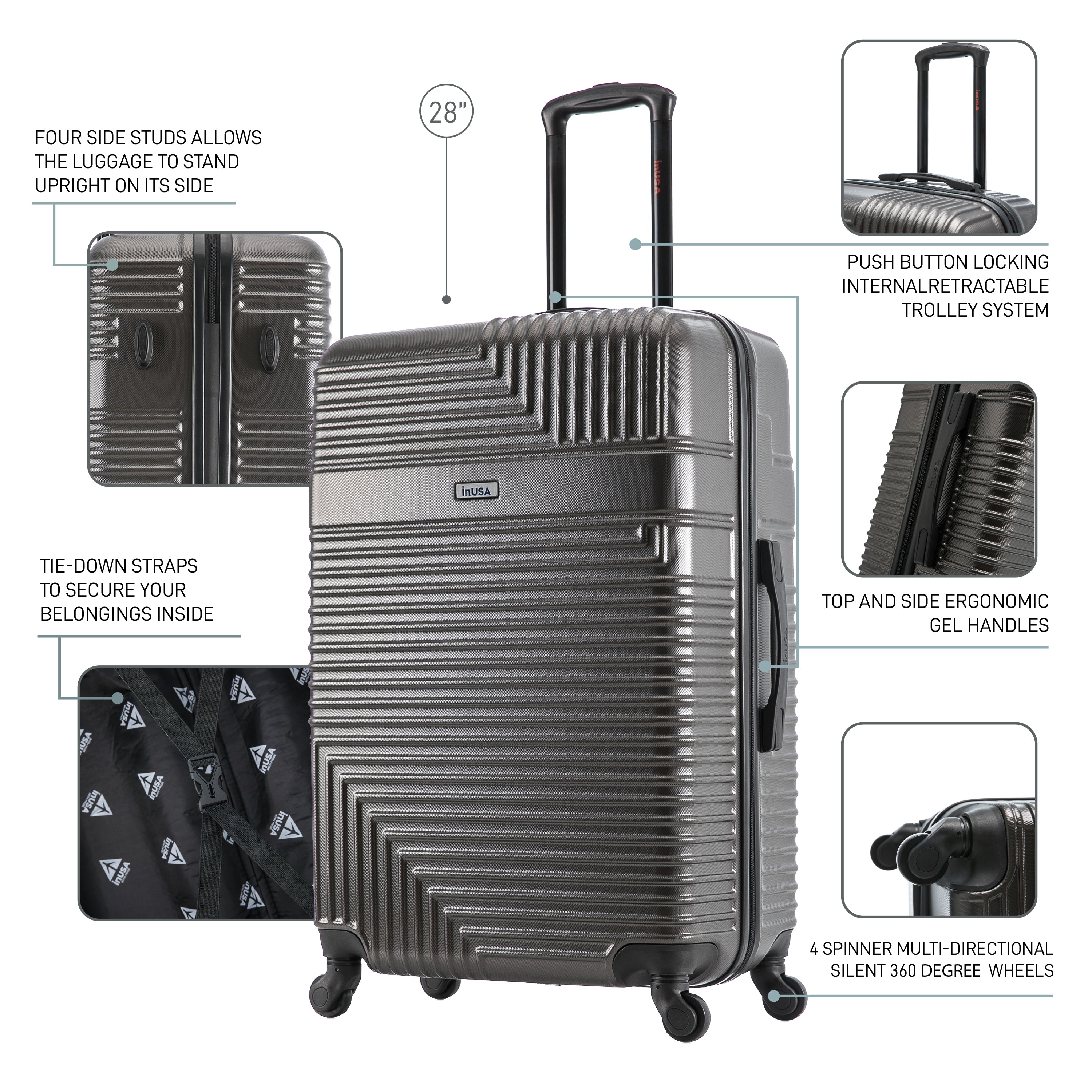 InUSA Luggage Resilience Large 28" Spinner Suitcase