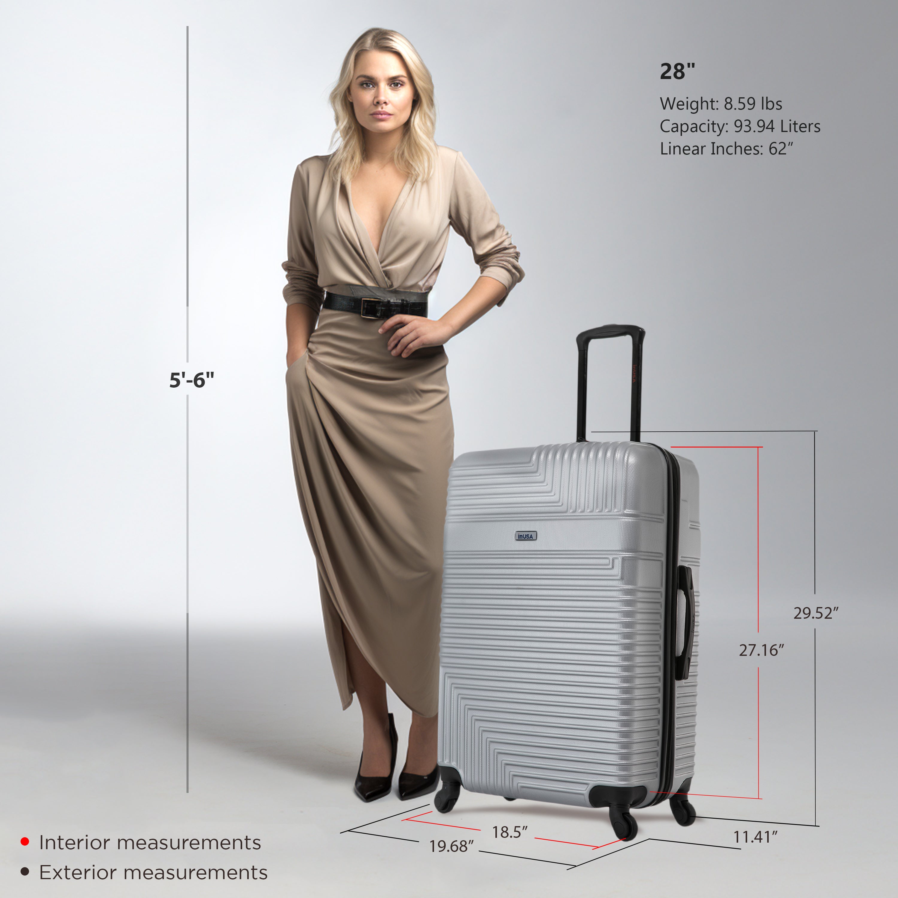 InUSA Luggage Resilience Large 28" Spinner Suitcase