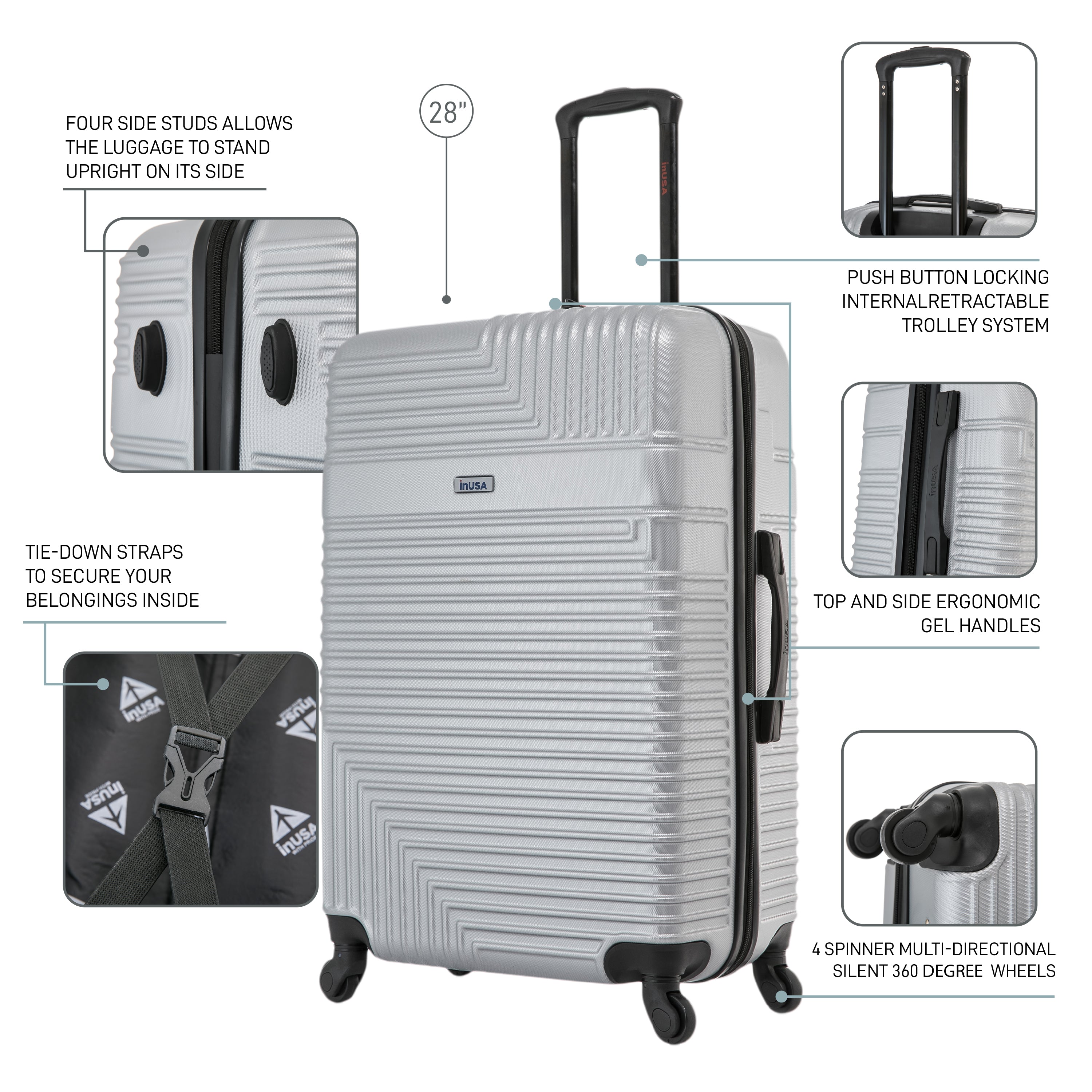 InUSA Luggage Resilience Large 28" Spinner Suitcase