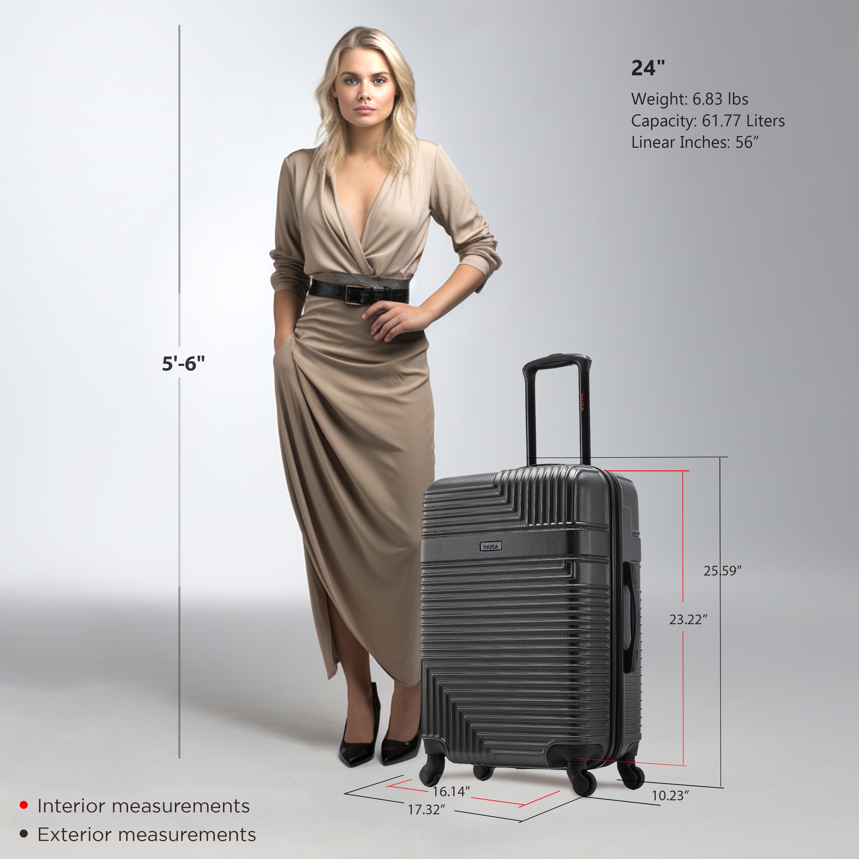 InUSA Luggage Resilience Medium 24" Spinner Suitcase