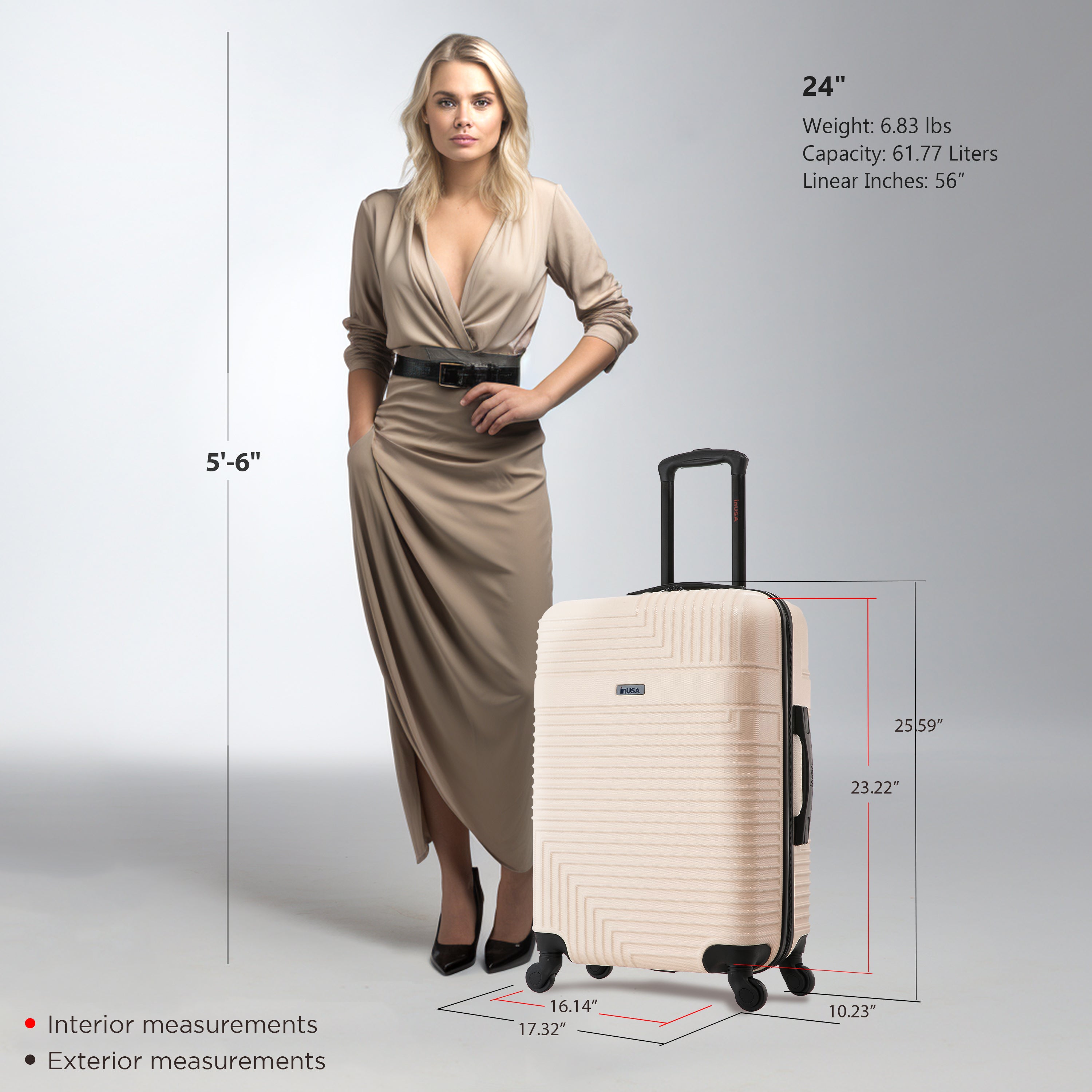 InUSA Luggage Resilience Medium 24" Spinner Suitcase