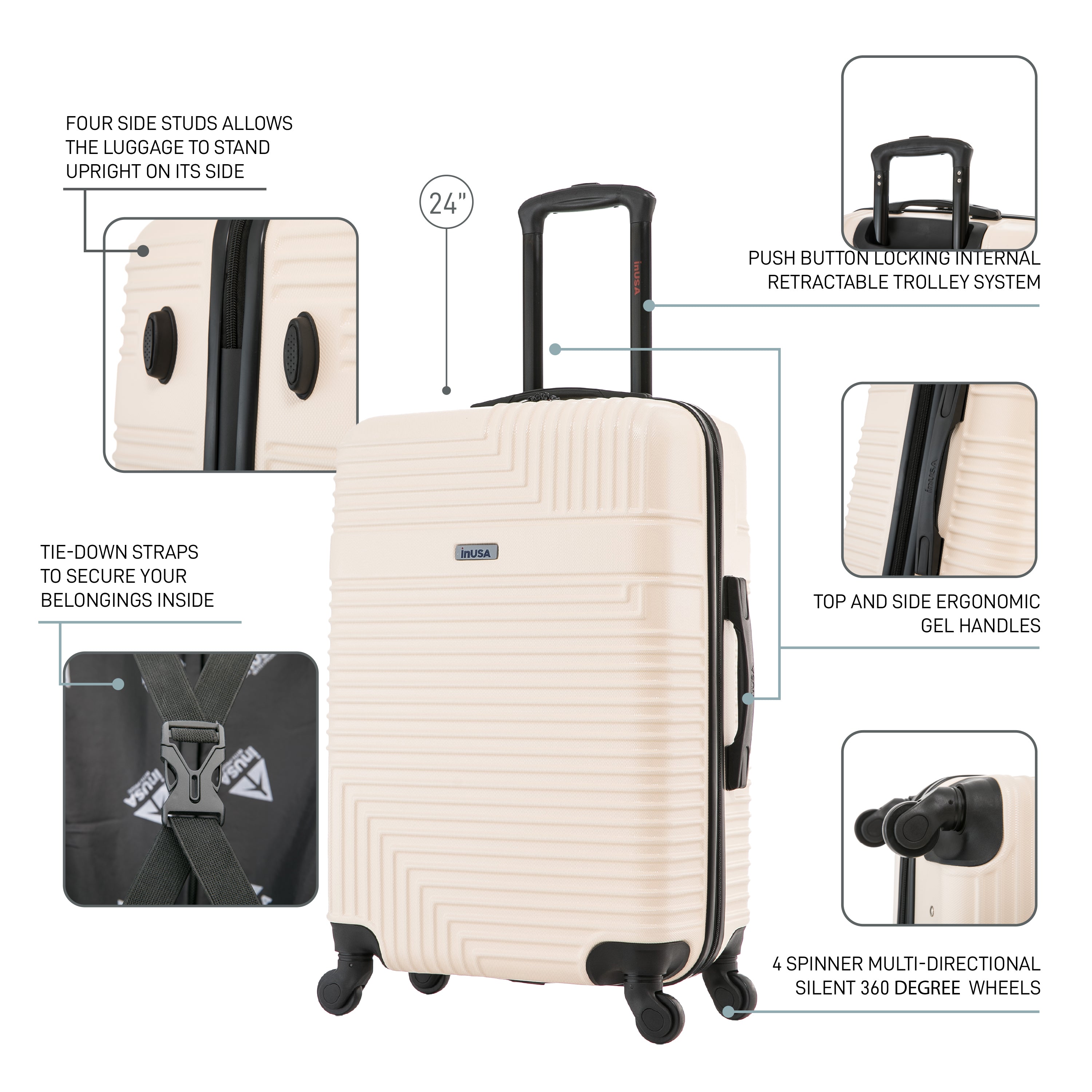 InUSA Luggage Resilience Medium 24" Spinner Suitcase