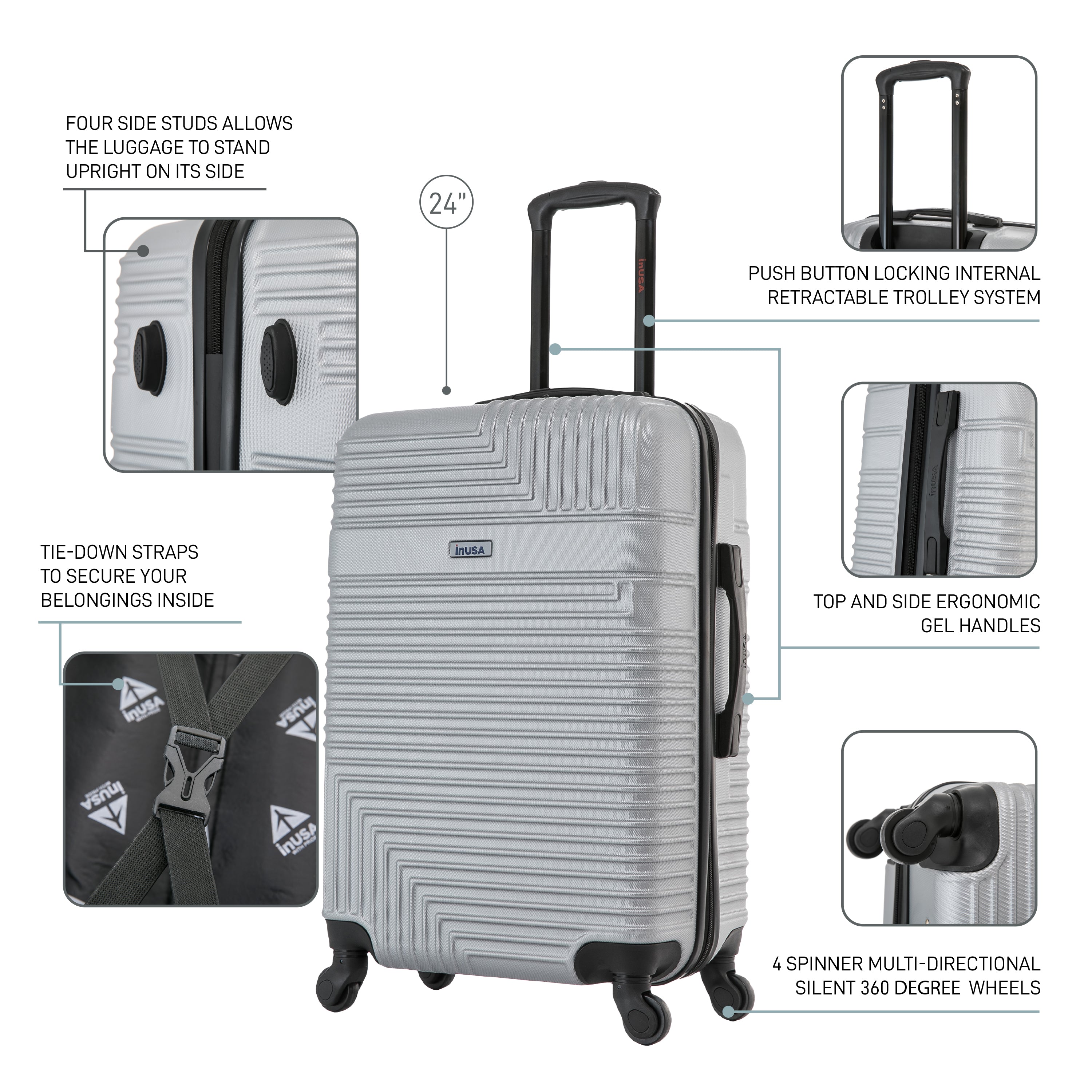 InUSA Luggage Resilience Medium 24" Spinner Suitcase