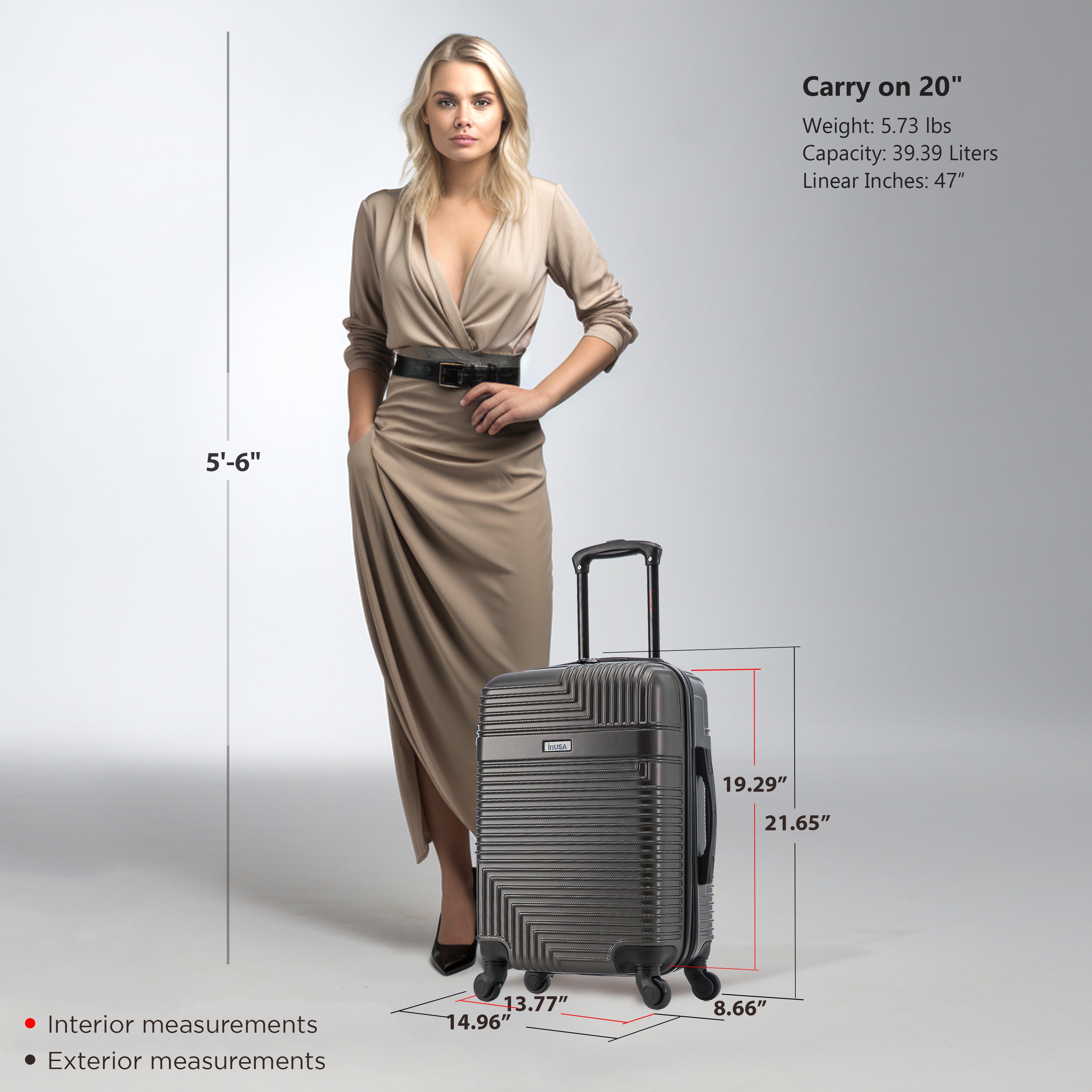 InUSA Luggage Resilience Carry On 20" Spinner Suitcase
