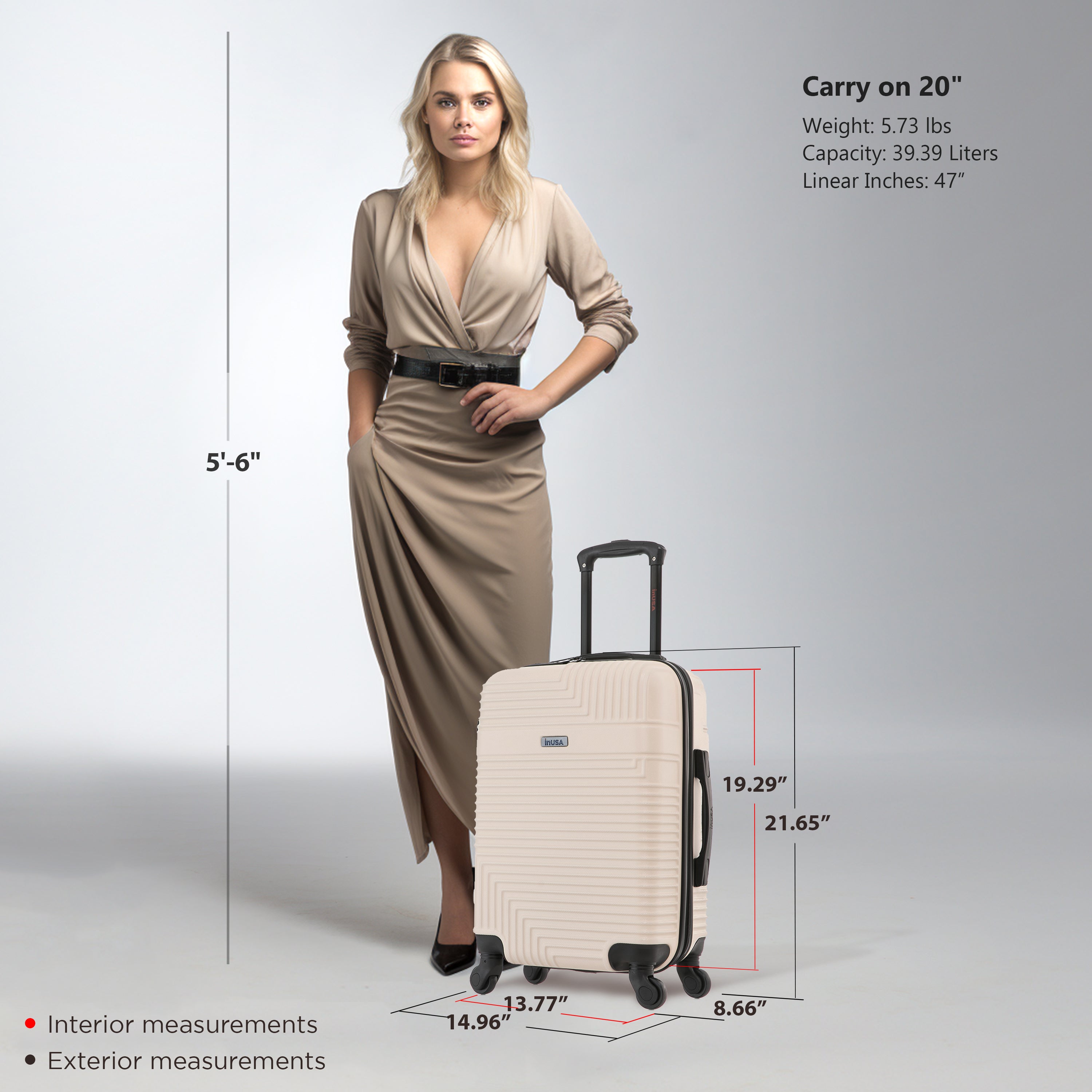 InUSA Luggage Resilience Carry On 20" Spinner Suitcase
