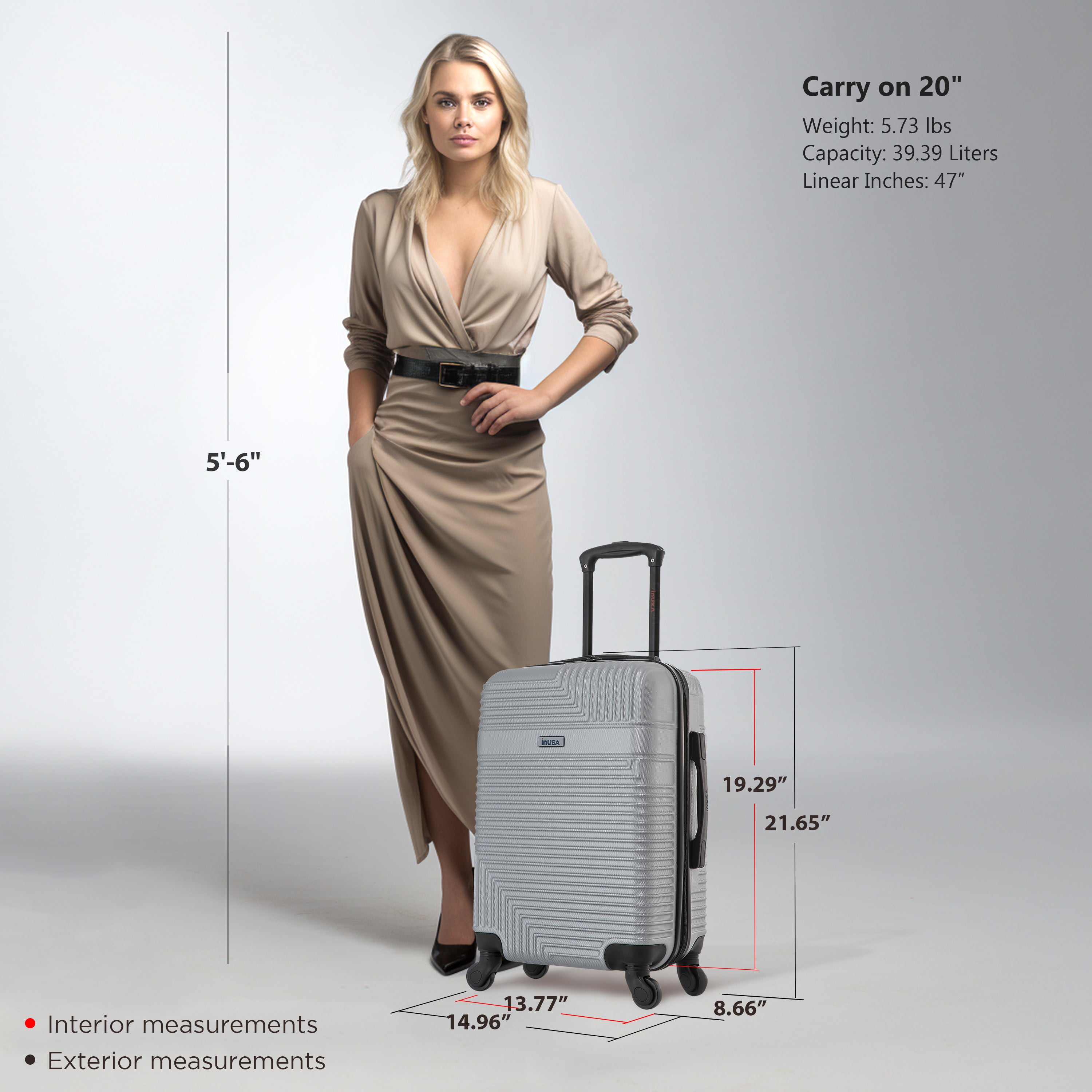 InUSA Luggage Resilience Carry On 20" Spinner Suitcase