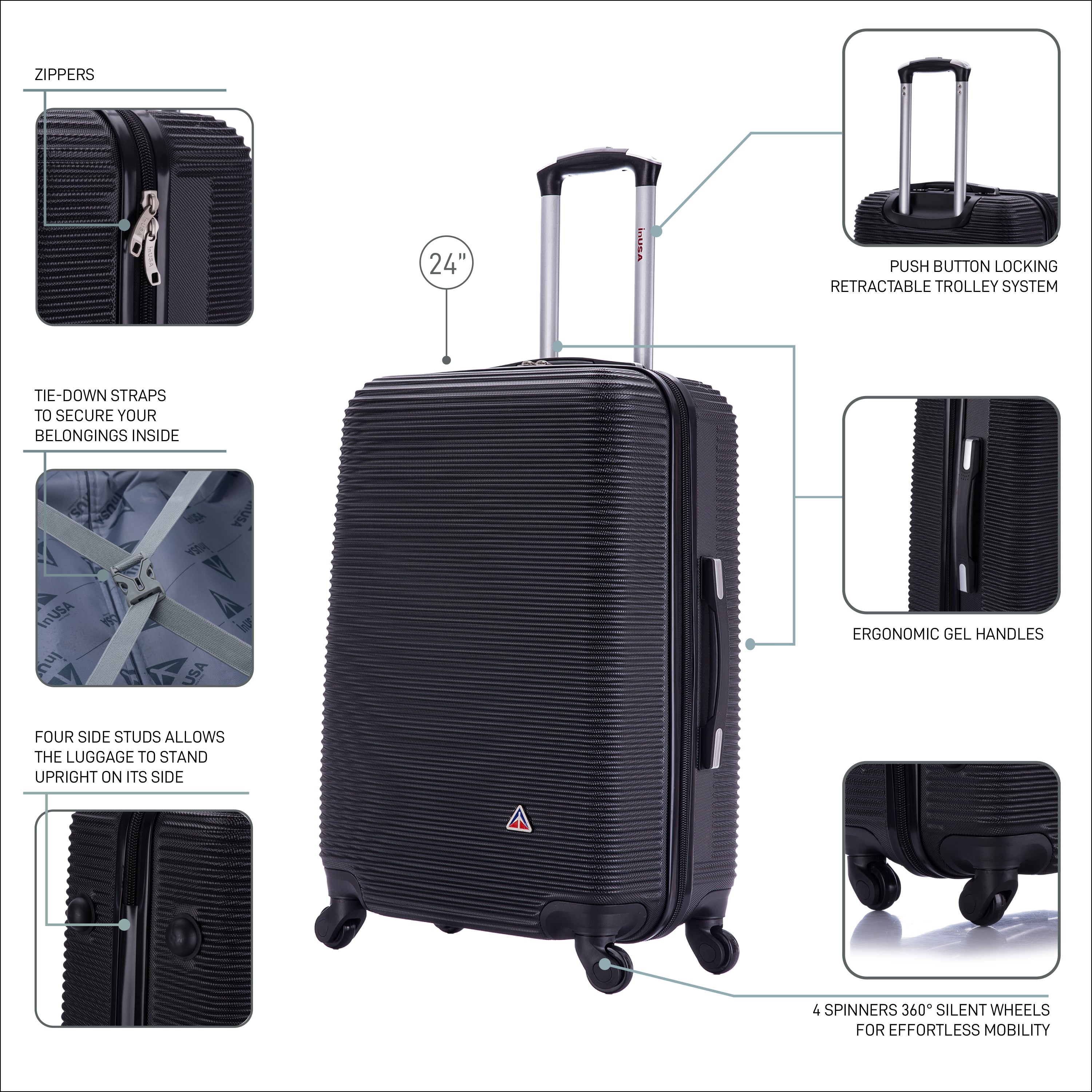 InUSA Luggage Royal Medium 24" Spinner Suitcase