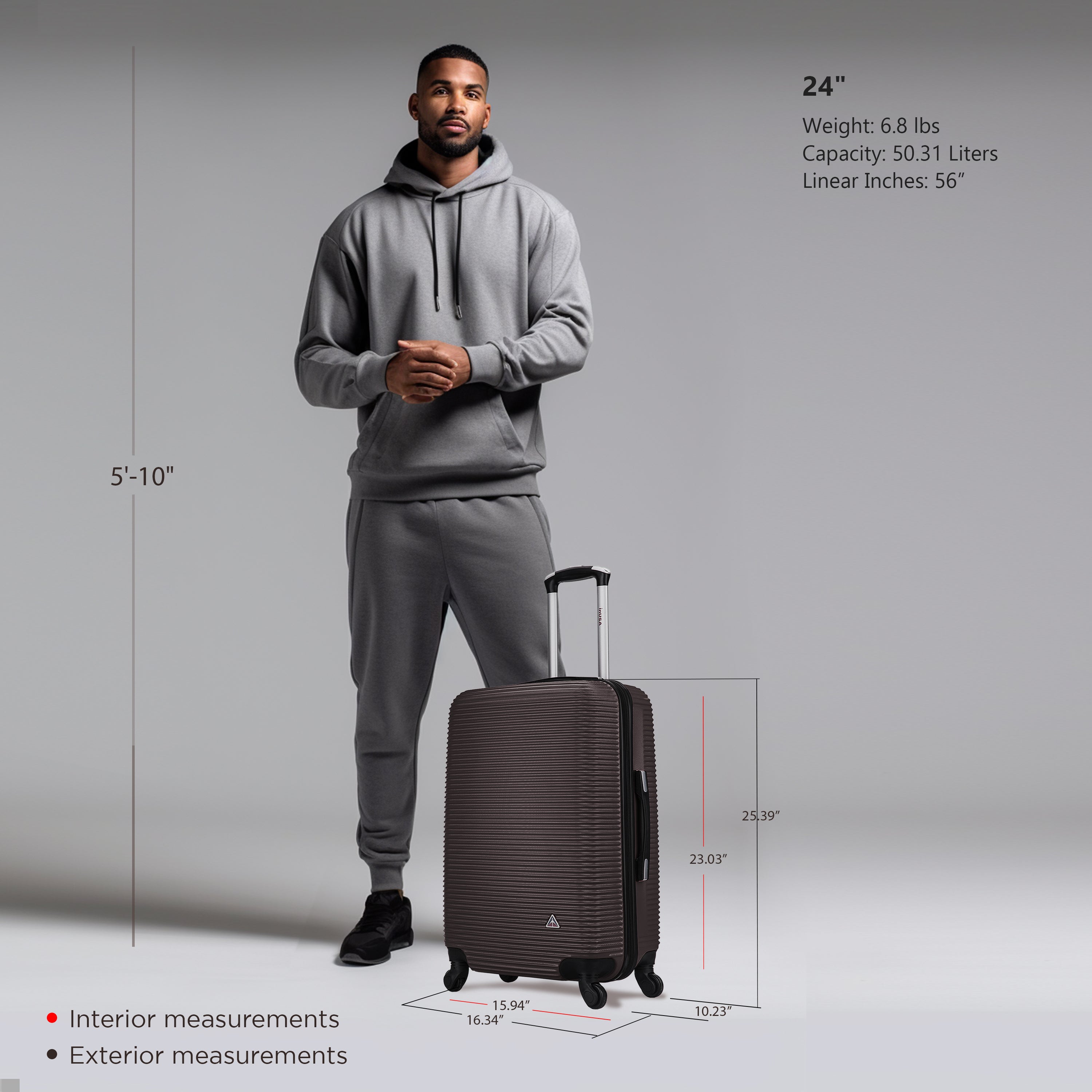 InUSA Luggage Royal Medium 24" Spinner Suitcase